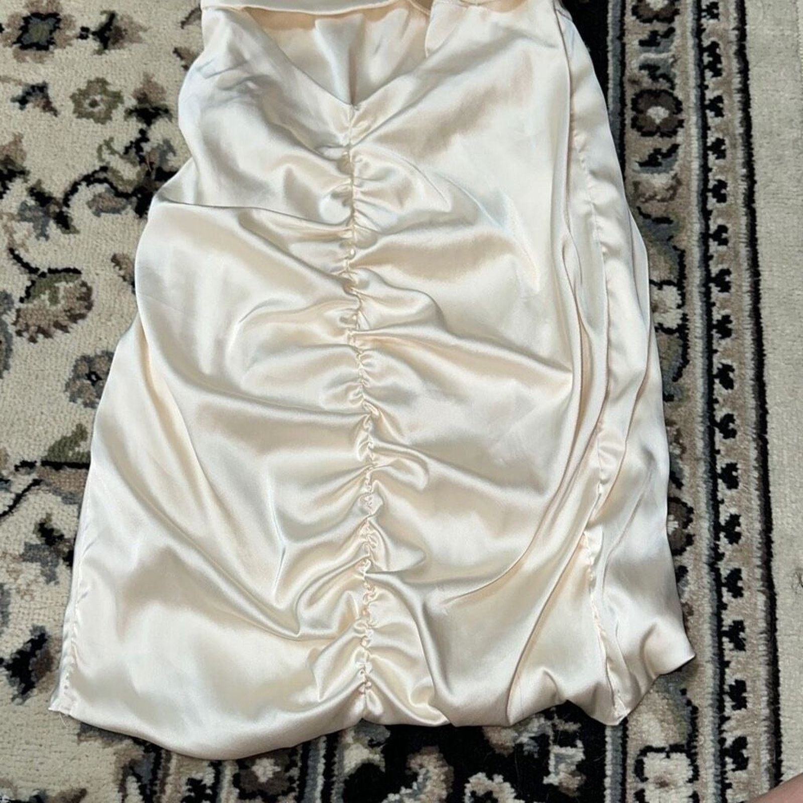 Other Oh Polly Halter Top Cream Satin Feel Dress | Sz 4 Size S / US 4 / IT 40 - 8 Thumbnail