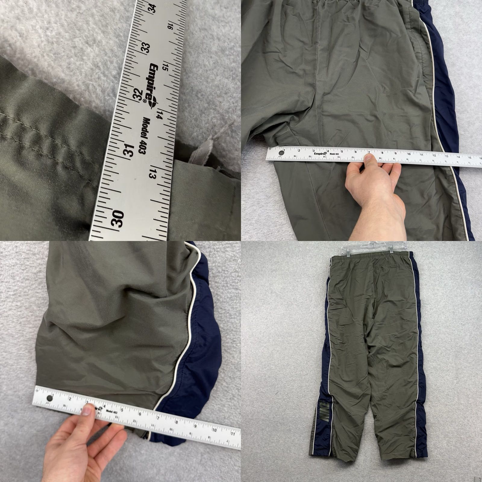 Nike VINTAGE Nike Track Pants Army Green Navy Striped Fleece Lined Baggy XL Men's Size US 36 / EU 52 - 8 Thumbnail