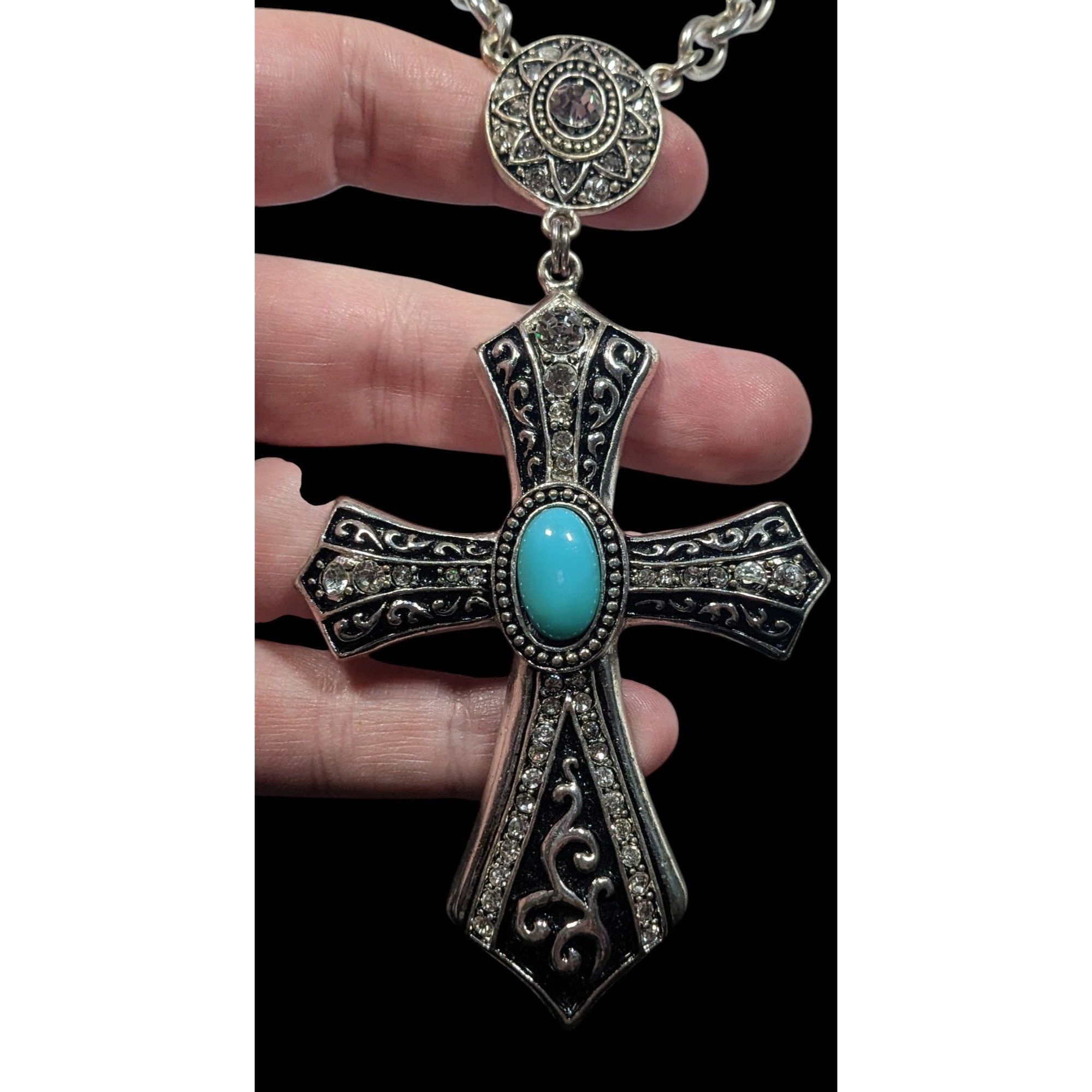 Other Southwestern Glam Rhinestone Cross Necklace Size ONE SIZE - 3 Thumbnail