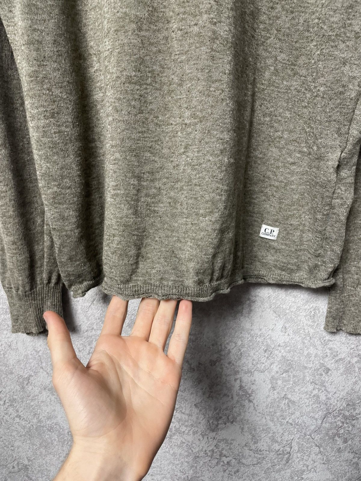 C.P. Company C.P. Company Linen Blend Long Sleeve Sweater Olive Green Size US L / EU 52-54 / 3 - 7 Thumbnail