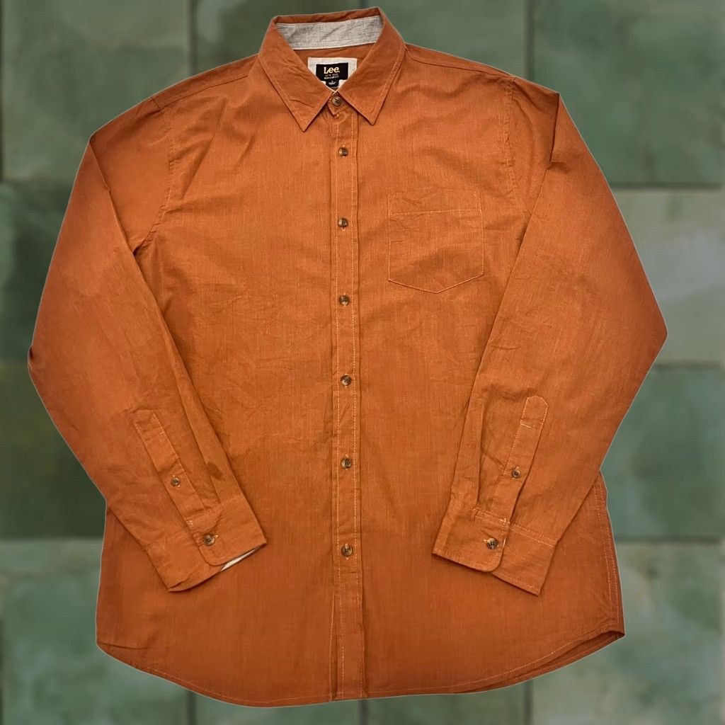 Lee Lee Shirt Mens Large Rust Orange Long Sleeve Regular Fit Cotton Blend Size US L / EU 52-54 / 3 - 1 Thumbnail