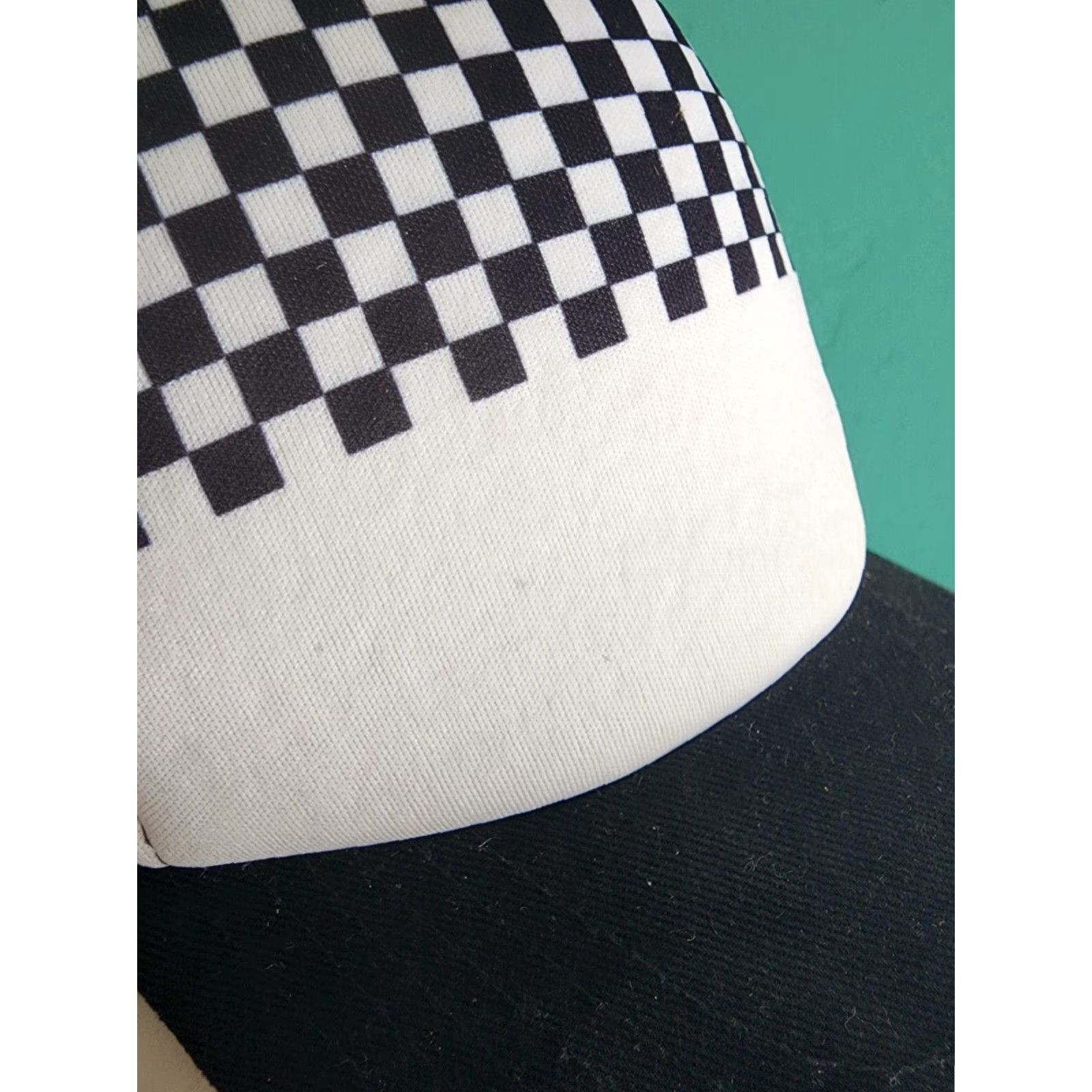 Etro VINTAGE Hang Ten California Checkerboard Surfer Snapback Hat Black White Cap Unisex Adults Adjustable Trucker Style SK8 Surf Party Size ONE SIZE - 3 Thumbnail