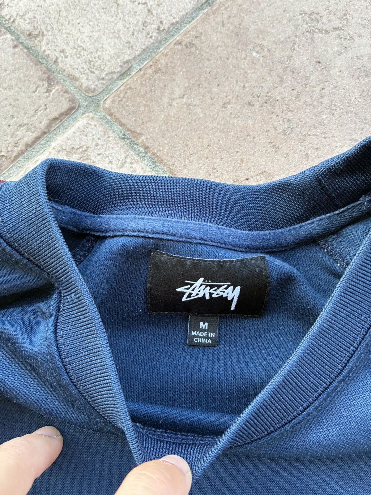 Stussy Stüssy Vintage Y2K Track Crewneck Navy Burgundy Logo Tape Size US M / EU 48-50 / 2 - 6 Thumbnail