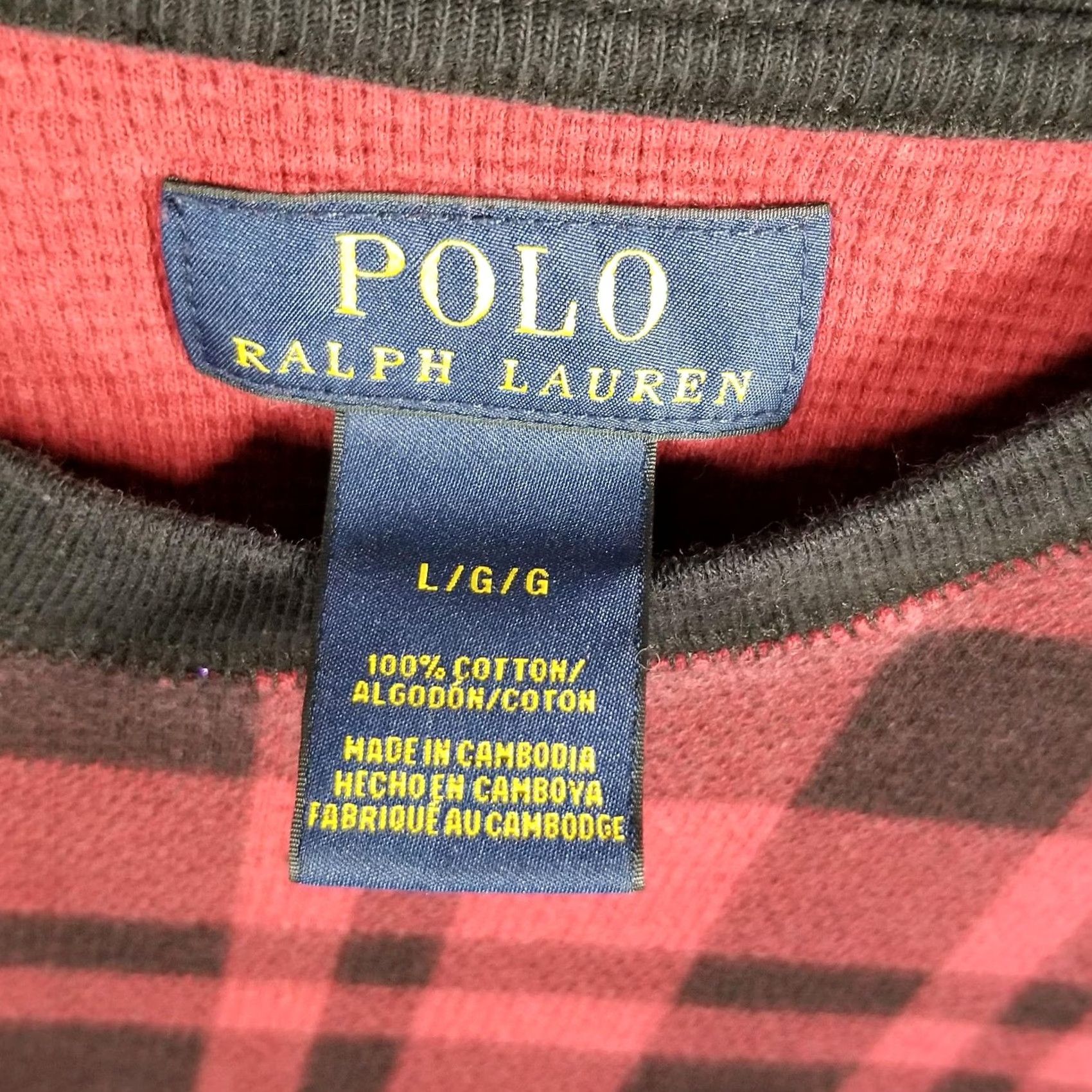 Polo Ralph Lauren Polo Ralph Lauren Sweater Mens Large Red Plaid Thermal Crewneck Knit Pullover Size US L / EU 52-54 / 3 - 4 Thumbnail