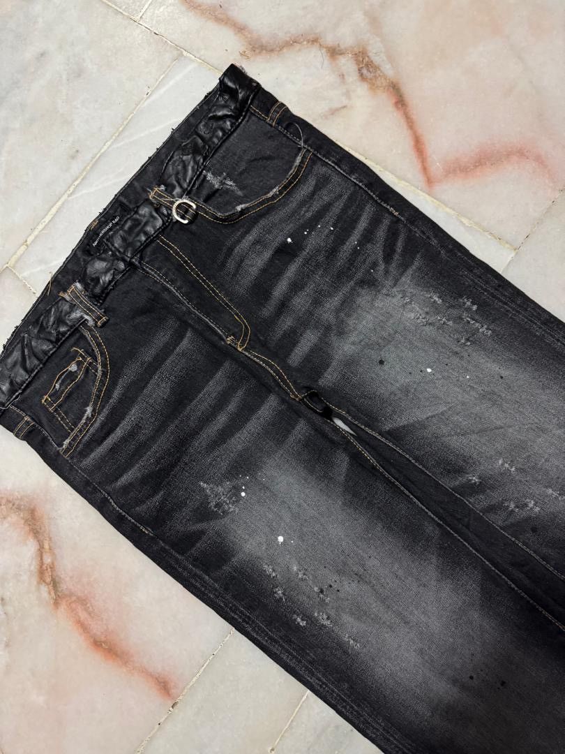 If Six Was Nine 💥SICK💥VINTAGE JAPANESE RAG JEANS INSANE MUDWASH BLACK DENIM Size US 31 - 6 Thumbnail