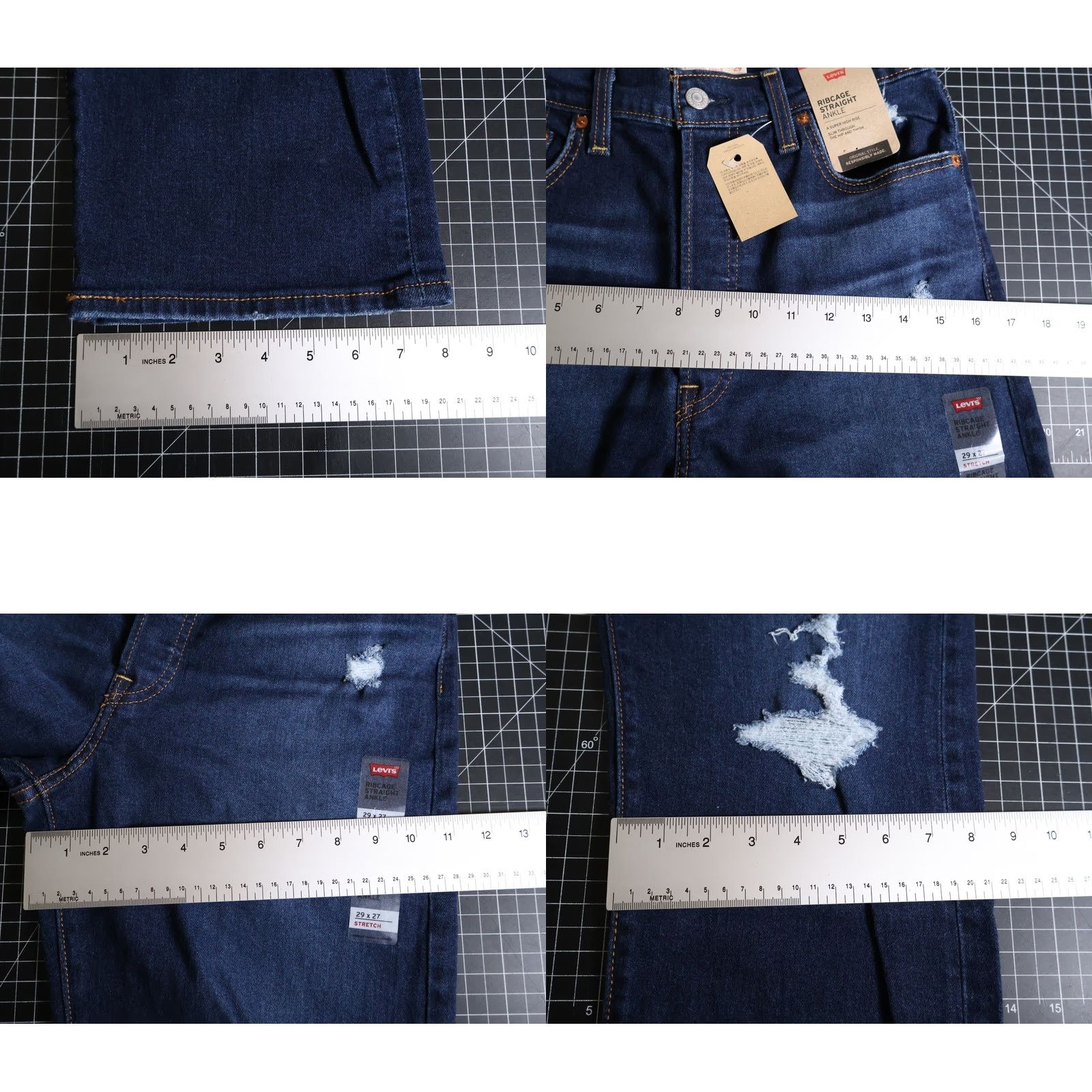Levi's VINTAGE Levi's Ribcage Straight Jeans Women's 29 x 27 Blue Button Fly Unworn Size 29" - 8 Thumbnail