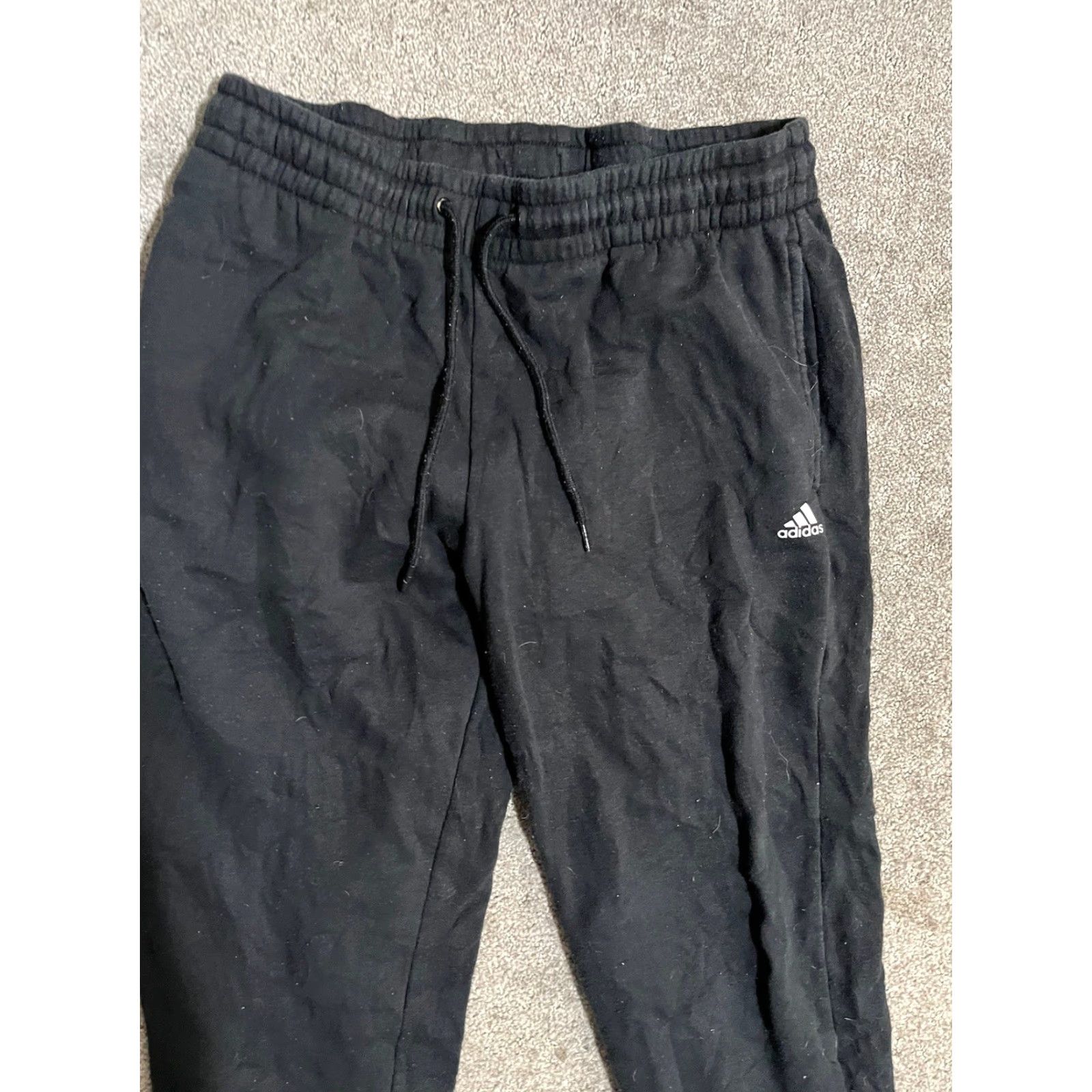 Adidas Adidas Jogger Sweatpants Men M Drawstring Pockets Logo Black Size US 31 - 2 Thumbnail