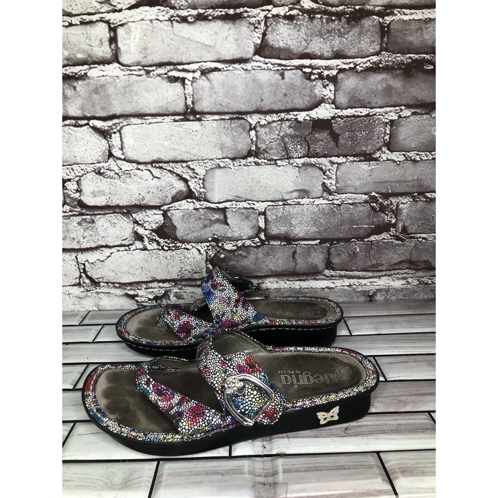 Allegri Alegria Floral Print Thong Strap Casual Wedge Sandals Women Size US 6 / IT 36 - 15 Thumbnail