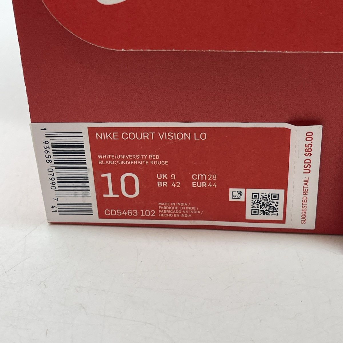 Nike Court vision low white university red Size US 10 / EU 43 - 9 Thumbnail