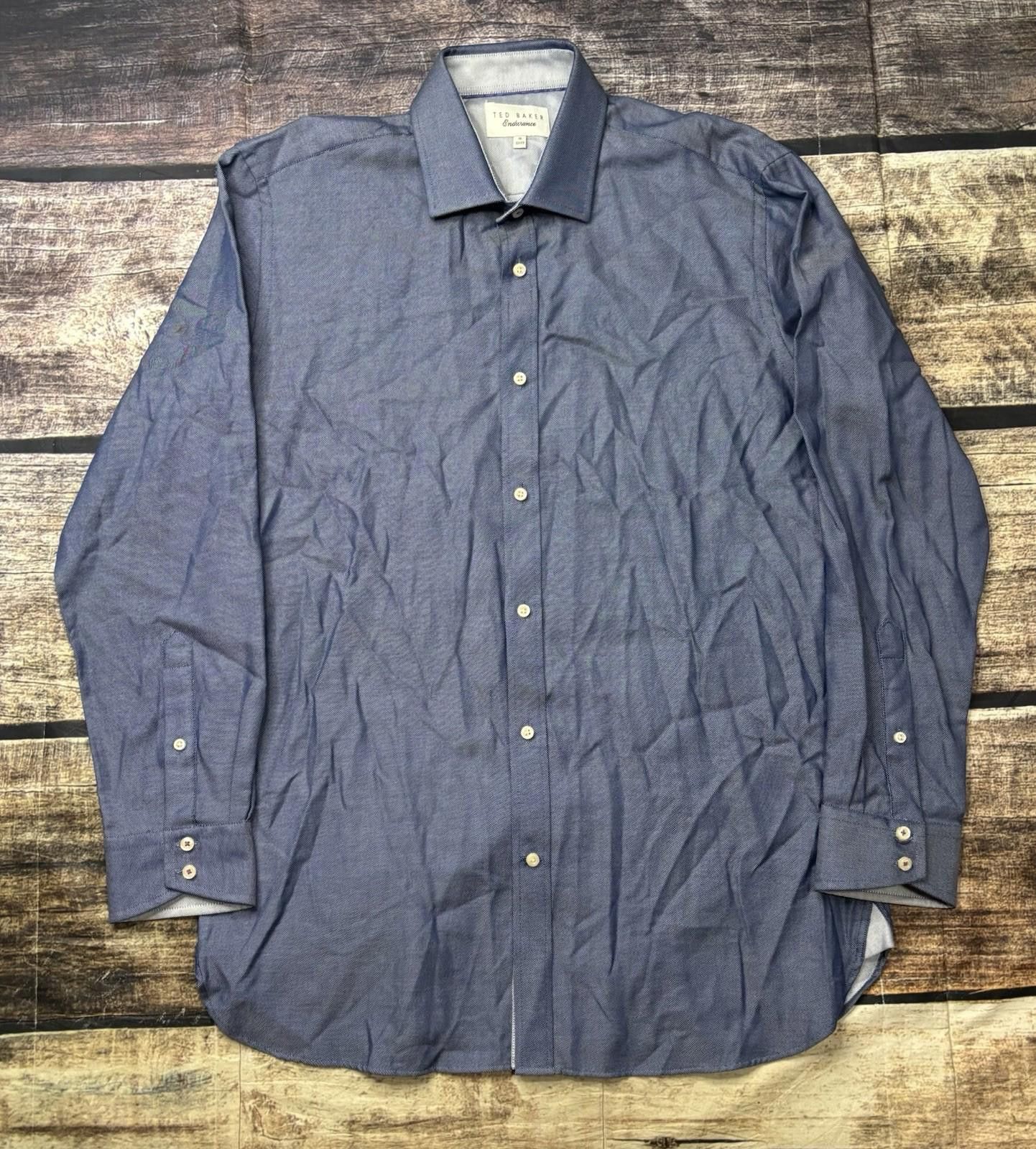 Ted Baker Ted Baker Endurance Dress Shirt Mens 16 32/33 Blue Cotton Size 38R - 2 Thumbnail