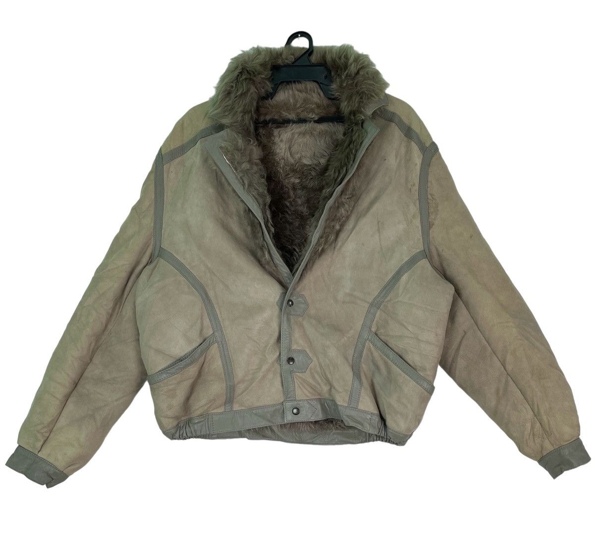 Vtg 90s sheepskin leather winter bomber jacket