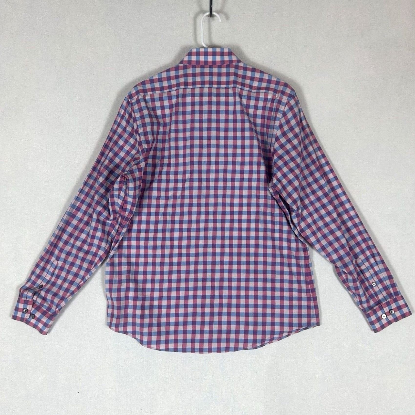 Express Express Modern Fit Mens Large 16-16.5 Shirt Purple Plaid Long Sleeve Button Down Size US L / EU 52-54 / 3 - 5 Thumbnail