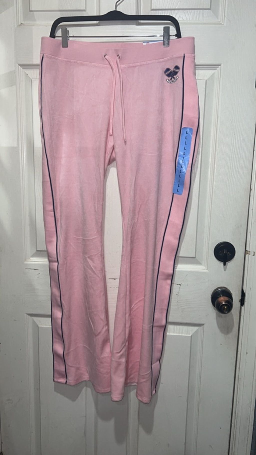 Juicy Couture Women's Juicy Couture Pink Velour Track Pants with Black Size 33" - 1 Thumbnail