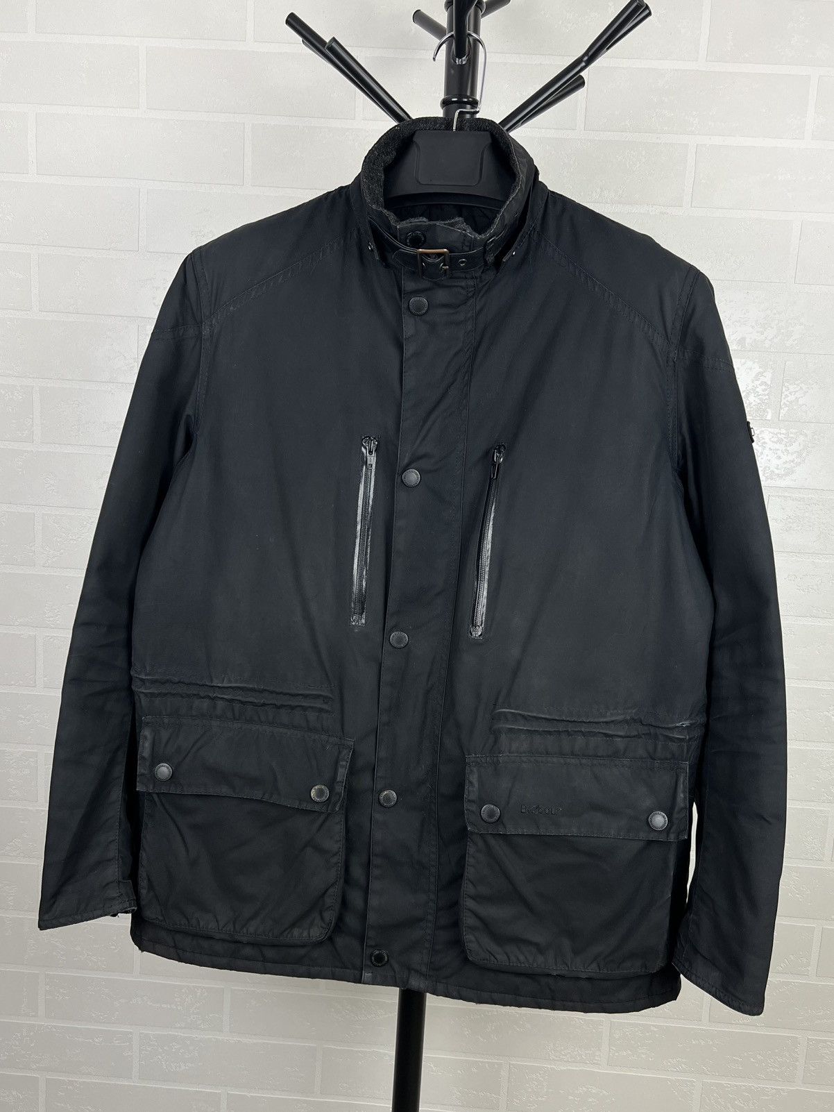 Barbour BARBOUR INTERNATIONAL Wax Jacket STRUTS Hand Logo Black Mens Size US XL / EU 56 / 4 - 7 Thumbnail