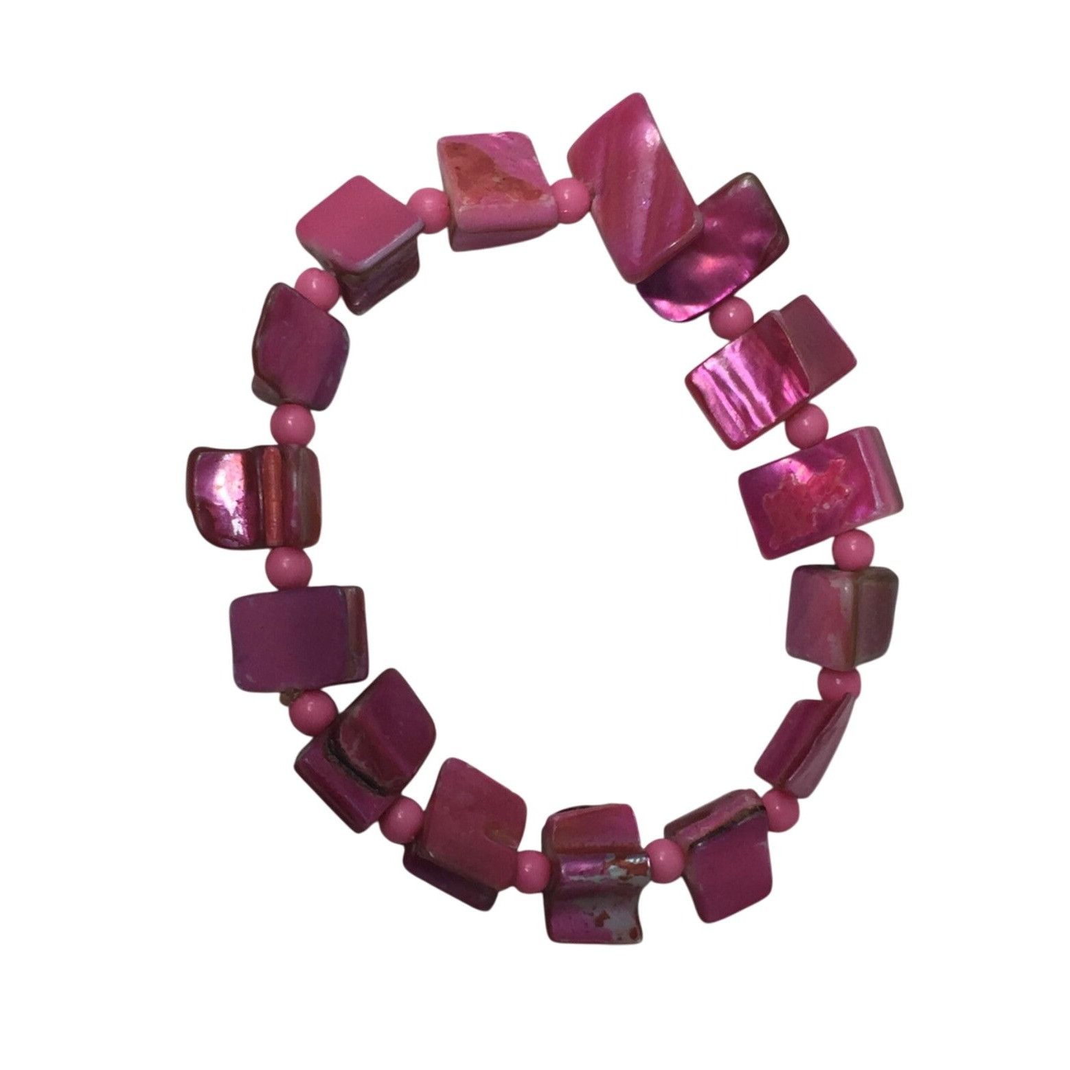Other Women's Vibrant Pink Beaded Shell Stretchy Bracelet Size ONE SIZE - 2 Thumbnail