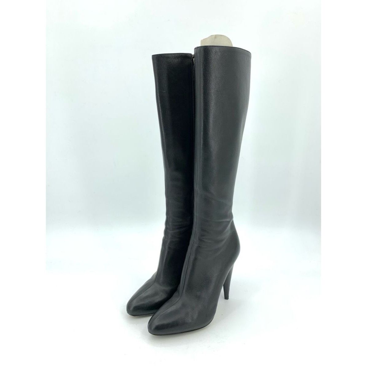 Prada Prada Black Leather Knee-High Stiletto Heel Boots 36.5 Women Size US 6.5 / IT 36.5 - 1 Thumbnail