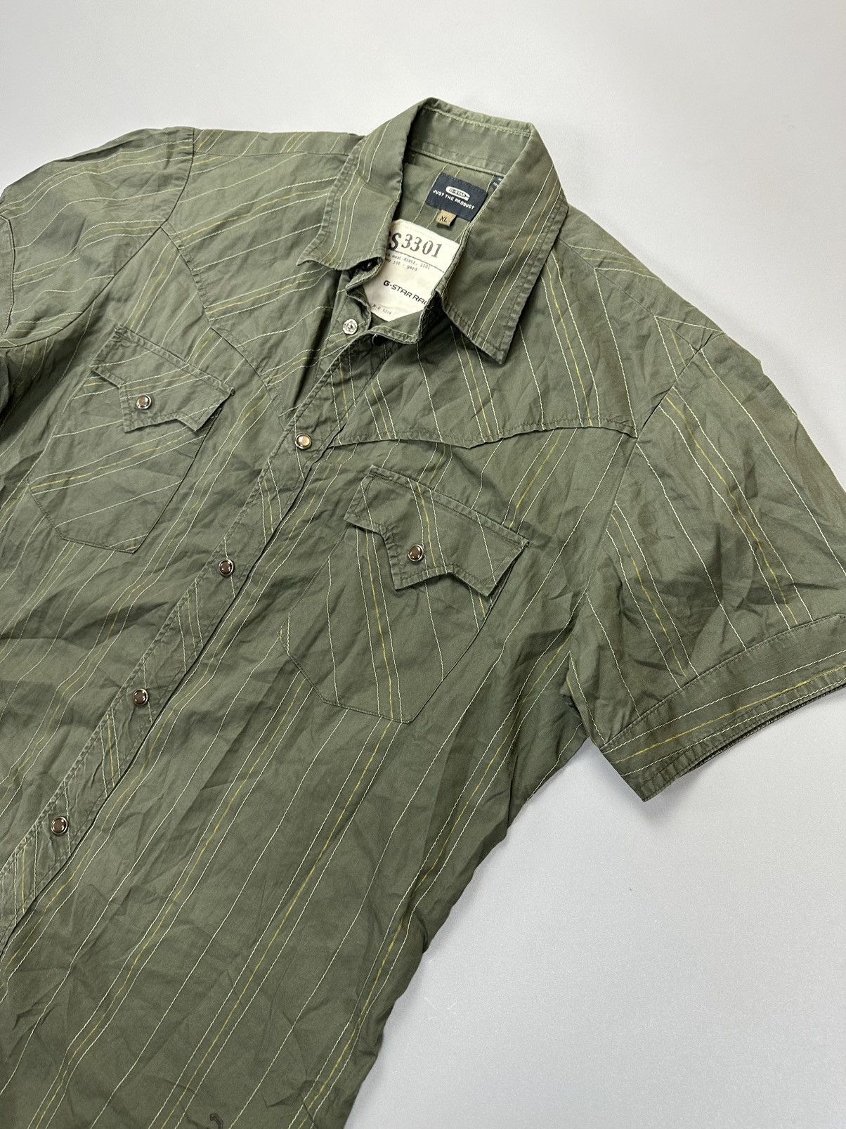 G-Star Khaki Striped Button Shirt Jungle Style G-Star Raw Size US L / EU 52-54 / 3 - 2 Thumbnail