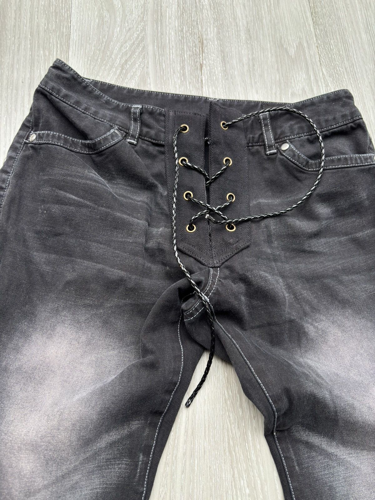 Japanese Brand MICHELKLEIN lace-up flare jeans Size US 30 / EU 46 - 2 Thumbnail
