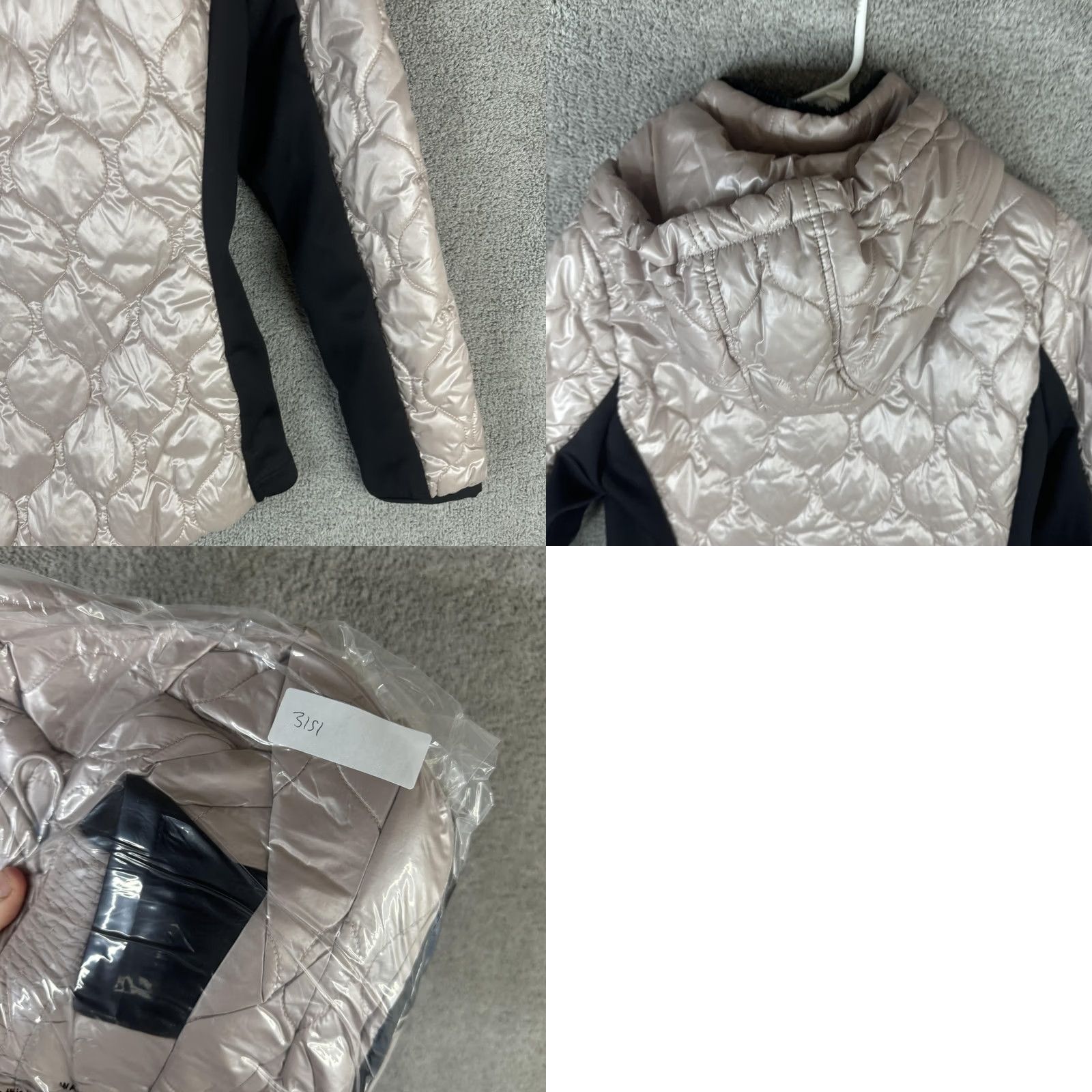 Vintage Calvin Klein Jeans Jacket Womens Small Beige Quilted Hooded Puffer Winter Coat Size 28" / US 6 / IT 42 - 9 Thumbnail