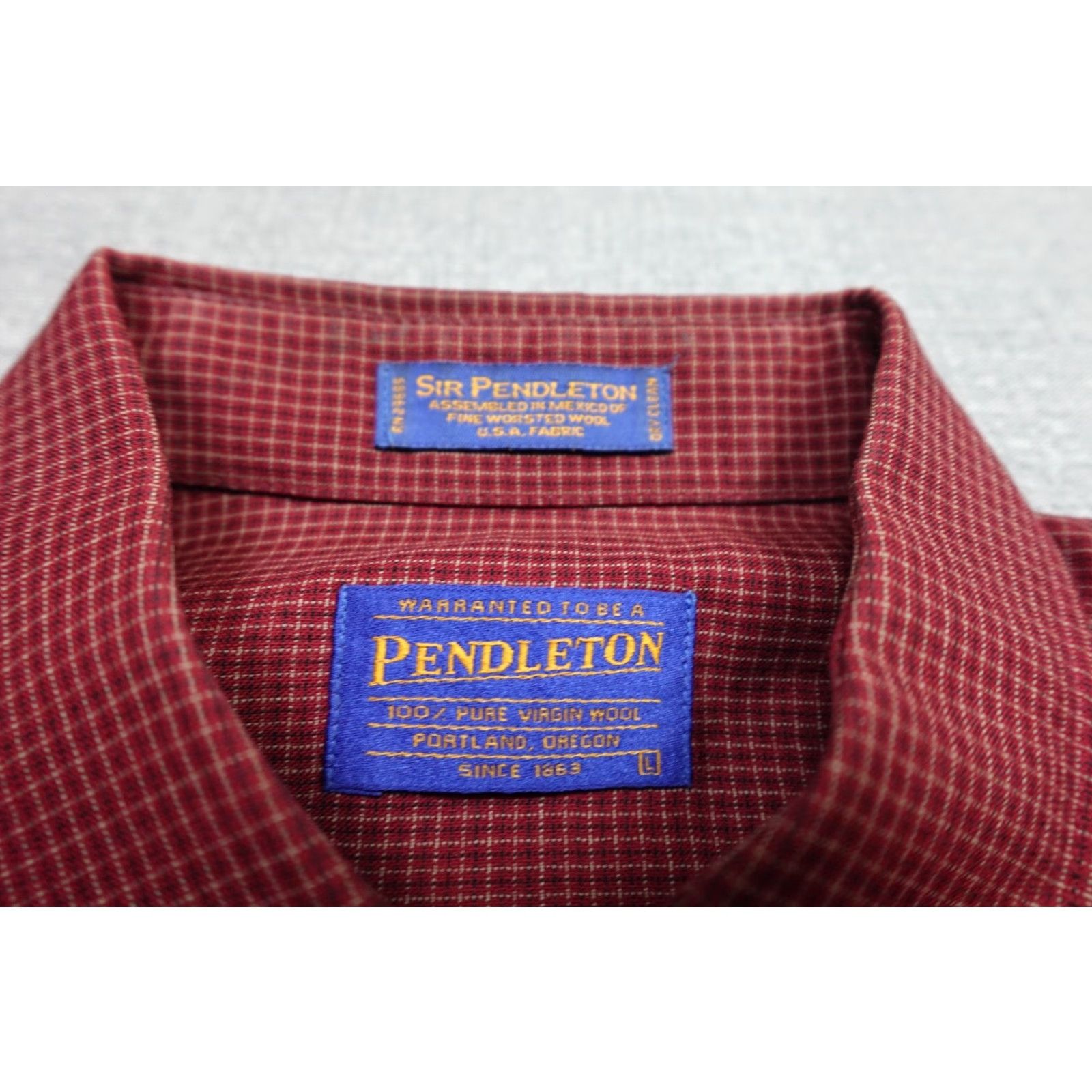 Pendleton VINTAGE Pendleton Wool Shirt Men L Red Check Worsted Wool Button-Up 90s USA Mens Size US L / EU 52-54 / 3 - 2 Thumbnail