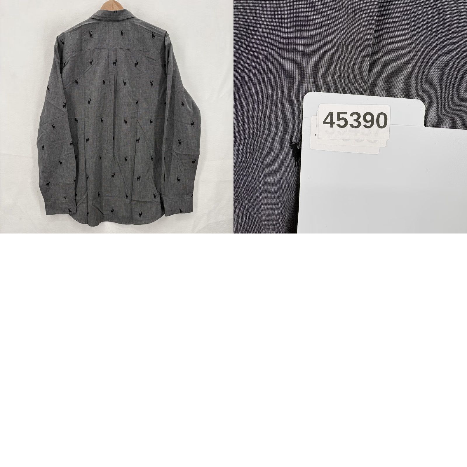 Chaps Chaps Shirt Mens XL Gray Black Deer Print Button-Down Long Sleeve Size US XL / EU 56 / 4 - 9 Thumbnail