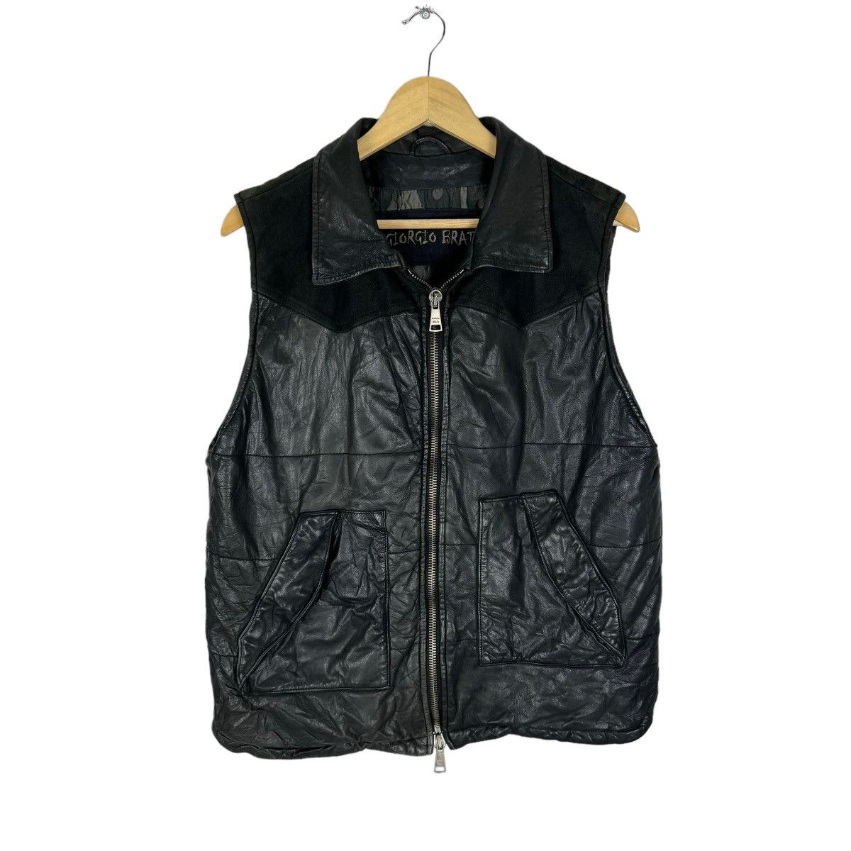 Giorgio Brato 🌟GIORGIO BRATO ITALY CAMO INSIDE LEATHER VEST Size US M / EU 48-50 / 2 - 2 Thumbnail