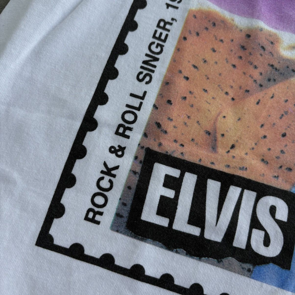 Anvil × Vintage Vintage 1992 Elvis Anvil T-Shirt Large Postage Stamp White Size US L / EU 52-54 / 3 - 8 Thumbnail