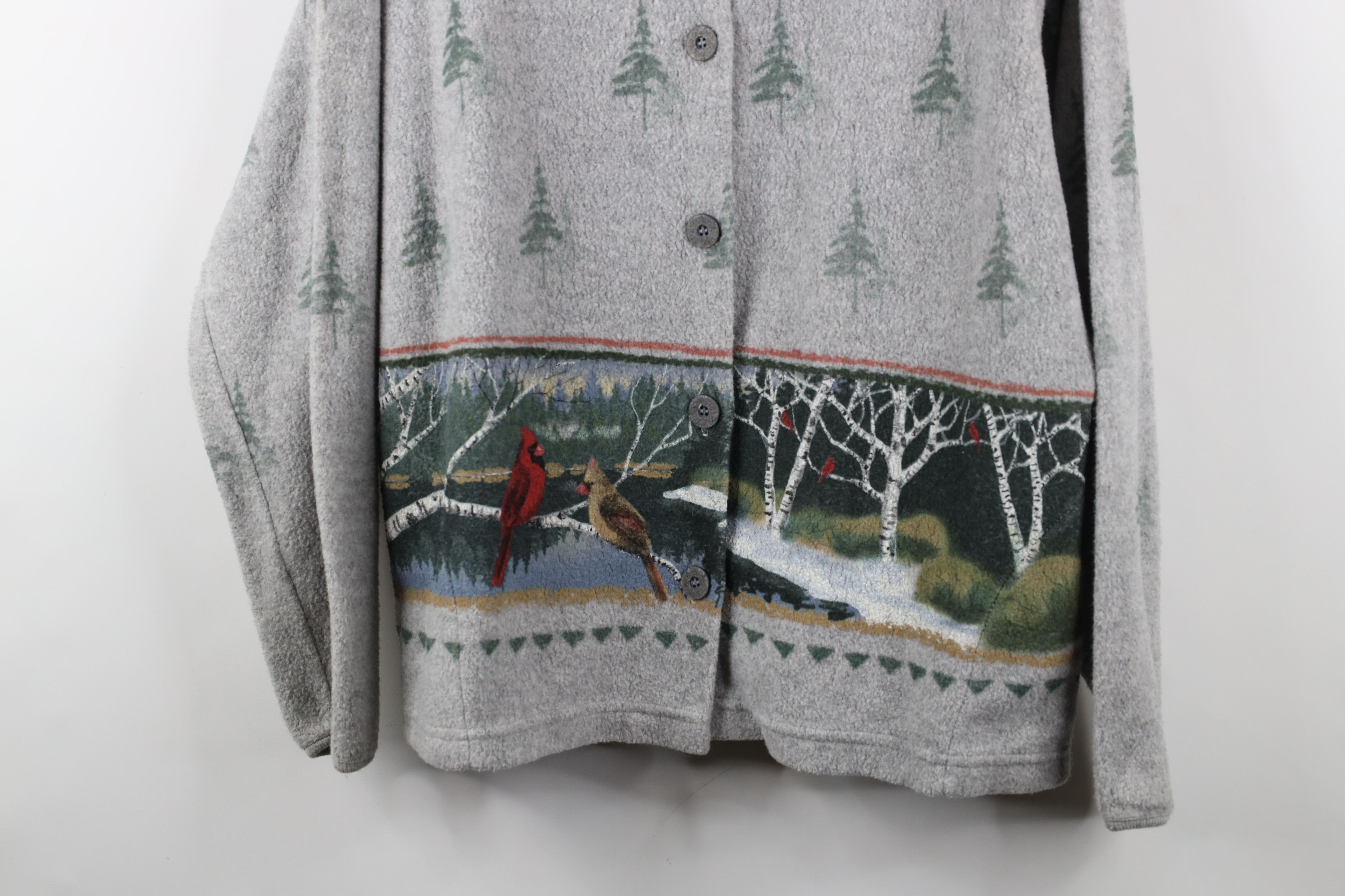Vintage Vintage 90s Streetwear Print Fleece Cardigan Sweater USA Size L / US 10 / IT 46 - 3 Thumbnail