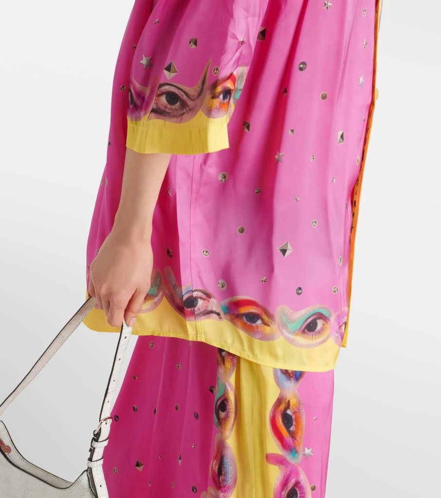 Acne Studios Printed Button Up Shirt in Fuschia Pink Size US M / EU 48-50 / 2 - 9 Thumbnail