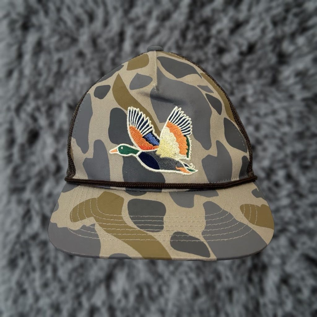 Vintage Burlebo Baseball Cap Hat - Duck Camouflage Trucker Snapback Adjustable One Size Men Hunting Cap Brown with Rope Size ONE SIZE - 1 Thumbnail