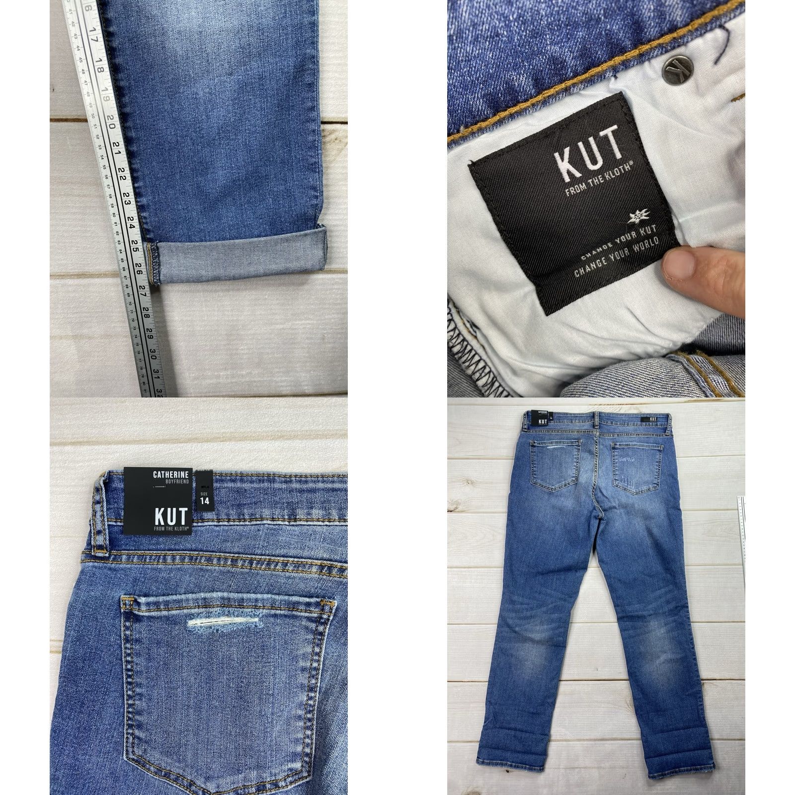 Vintage KUT from The Kloth Catherine Boyfriend Jeans Women 14 Denim Blue High Rise NWT Best Selling Fits Relaxed Casual Jeans Women 14 Size 36" / US 14 / IT 50 - 8 Thumbnail