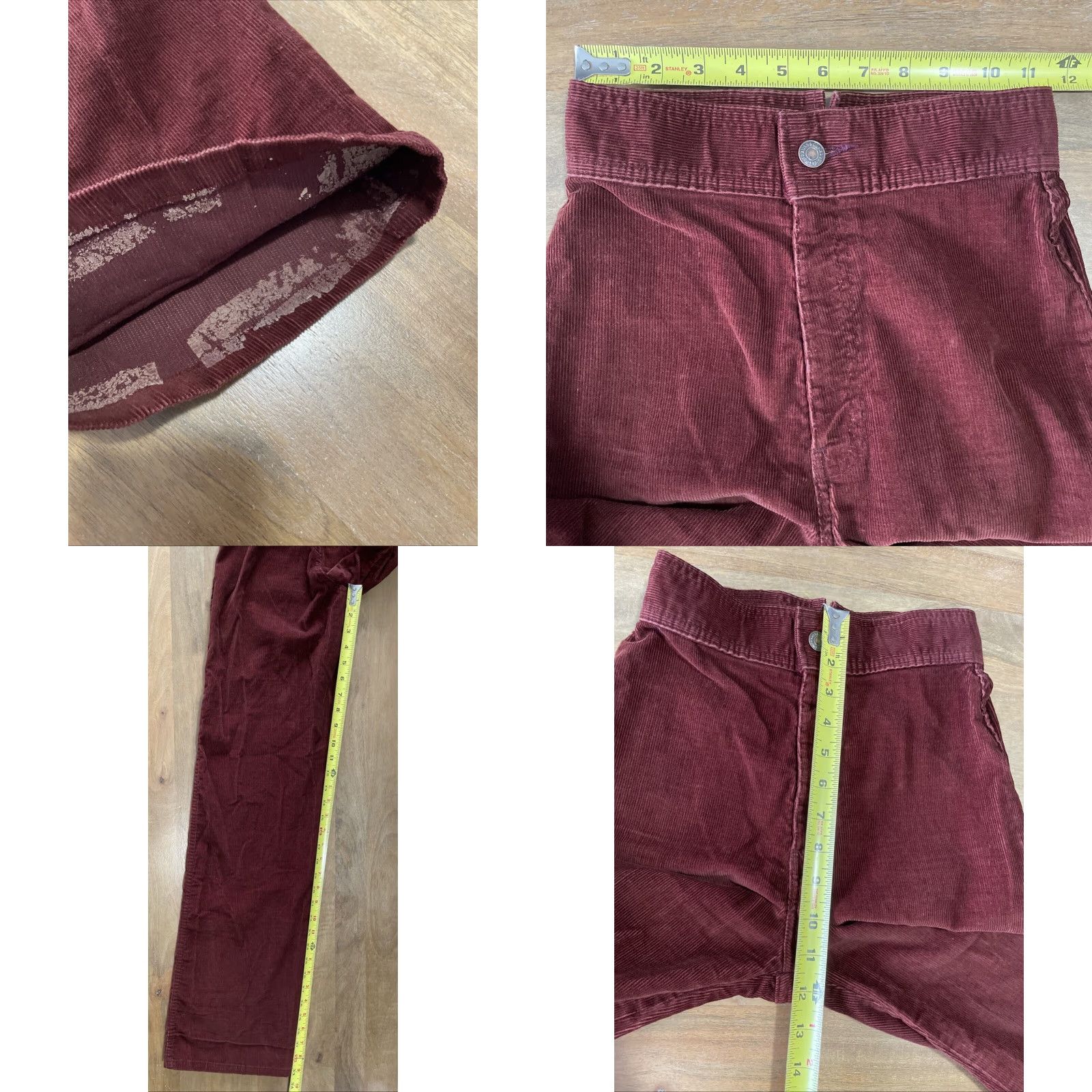 Levi's VINTAGE Levi's Corduroy Flare Pants Tail Cinch Back 23x33 Auburn Red 1970s Mens Girls Womens Size 40" / US 18 - 9 Thumbnail