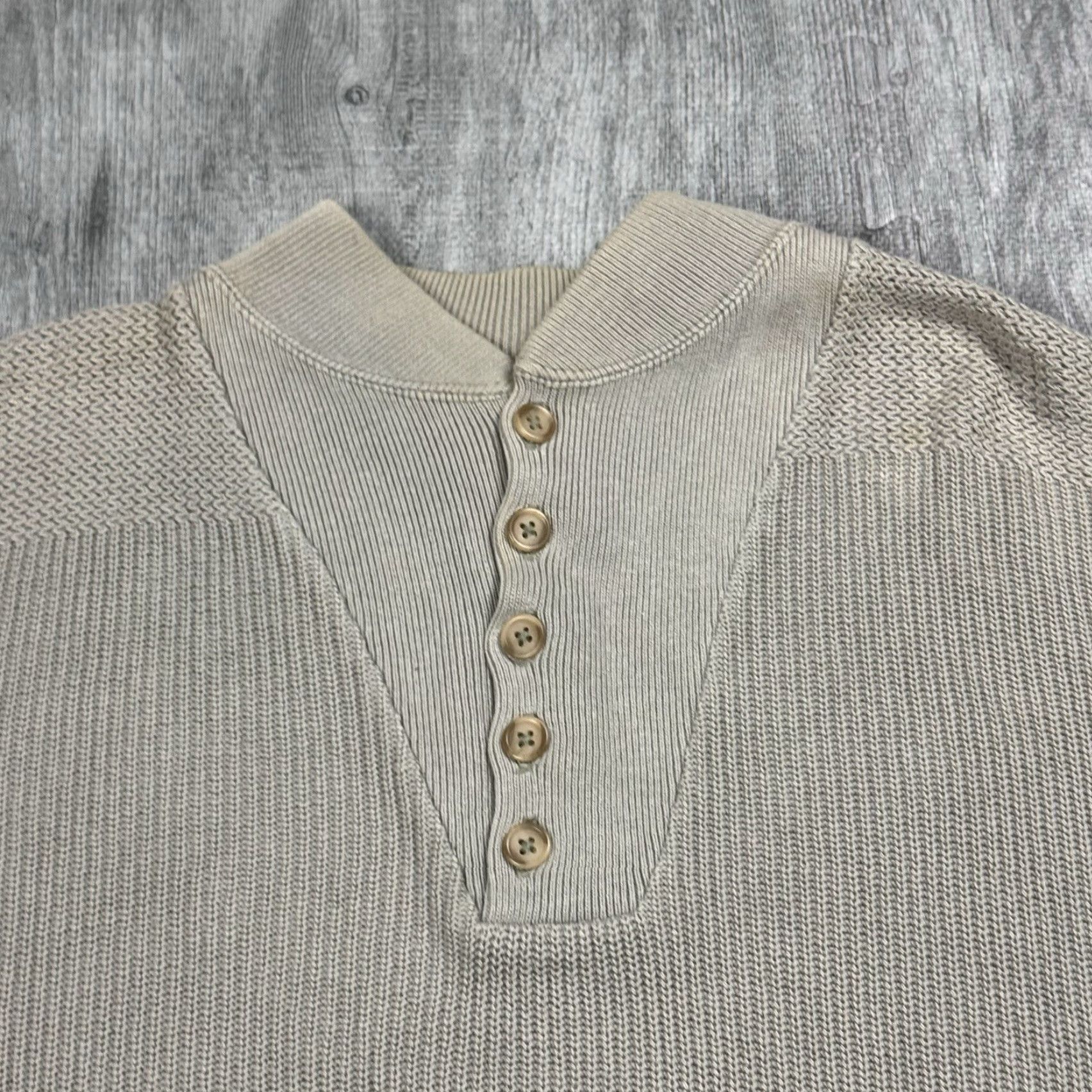 Vintage VINTAGE L.L. BEAN 5-BUTTON FISHERMAN HENLEY SWEATER MENS LT GRAY COTTON CLASSIC OUTDOOR USA Size US L / EU 52-54 / 3 - 2 Thumbnail
