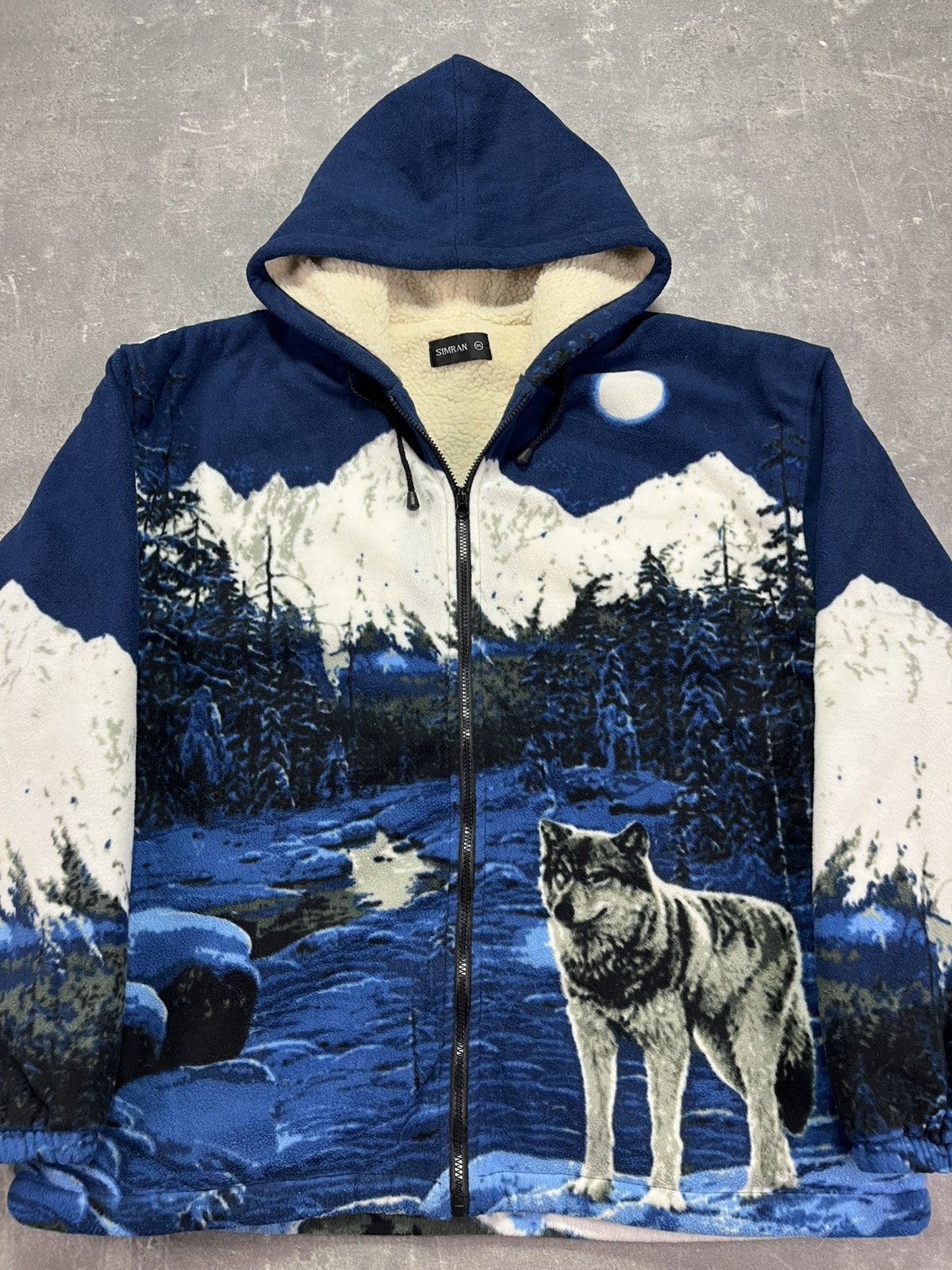 Vintage Vintage Hooded Animal Printed Wolf Pack Fleece Jacket 3XL Size US XXL / EU 58 / 5 - 6 Thumbnail