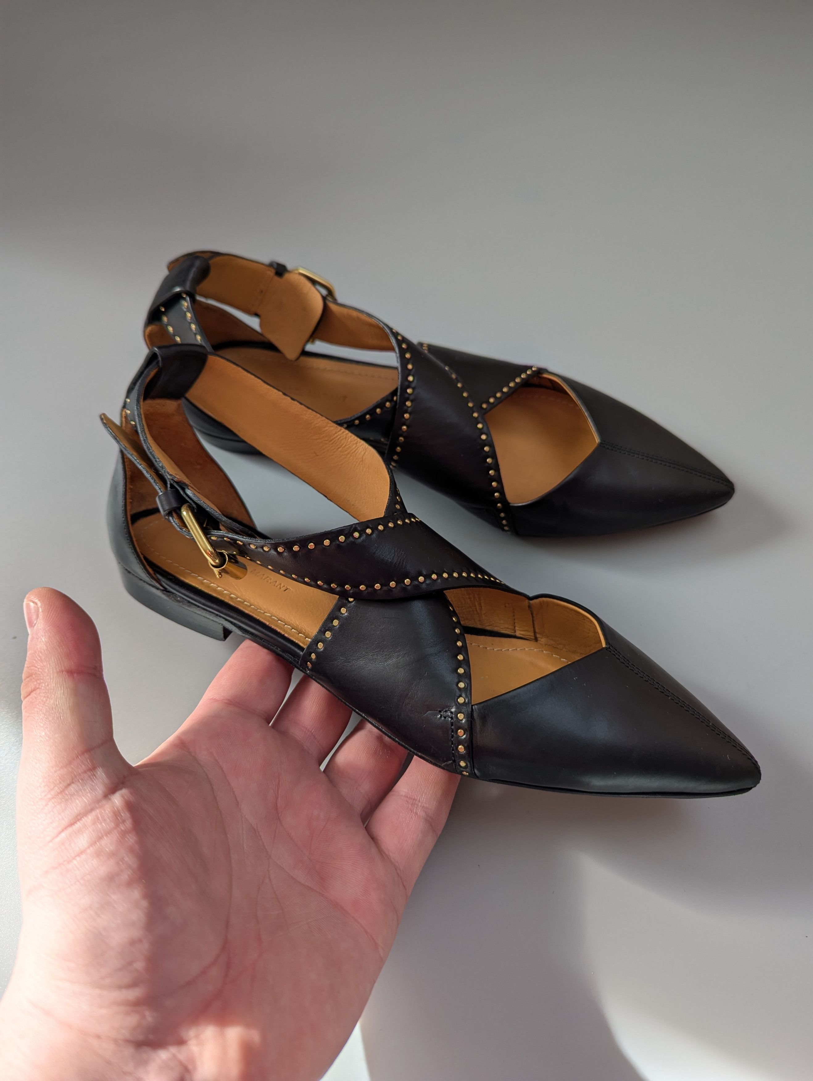 Isabel Marant Lynela Smooth Leather Flat Shoes Women's