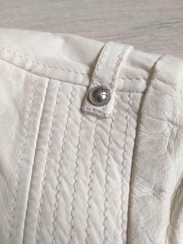 John Richmond John Richmond Leather Biker Jacket White Archive Y2K Size L / US 10 / IT 46 - 4 Thumbnail