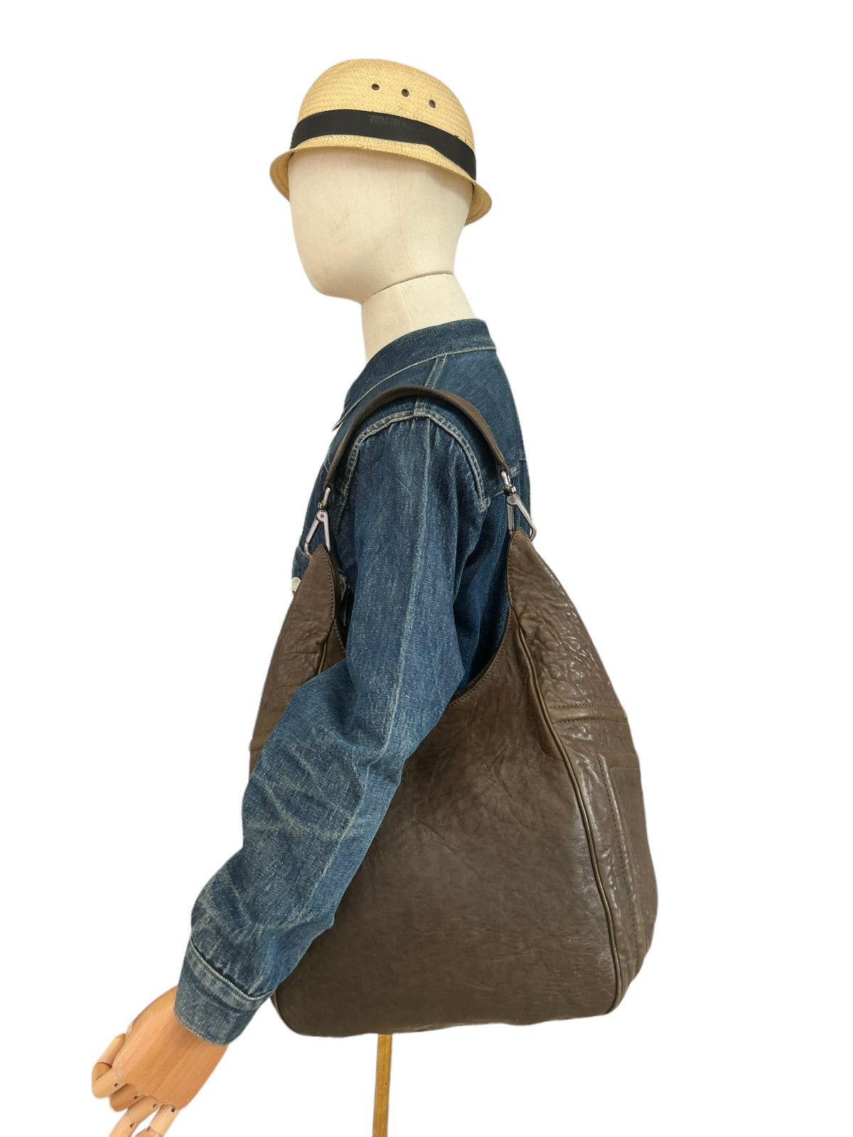 image of Vintage Maxmara Made In Italy Patina Leather Hobo Bag, Women's