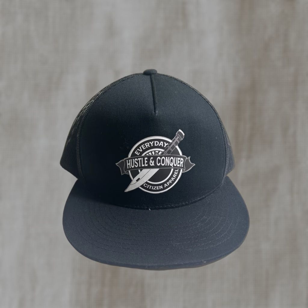 Vintage Hustle And Conquer Citizen Apparel Black Trucker Hat SnapBack Adjustable Men’s Hat Adjustable Black Trucker Hat Size ONE SIZE - 1 Thumbnail