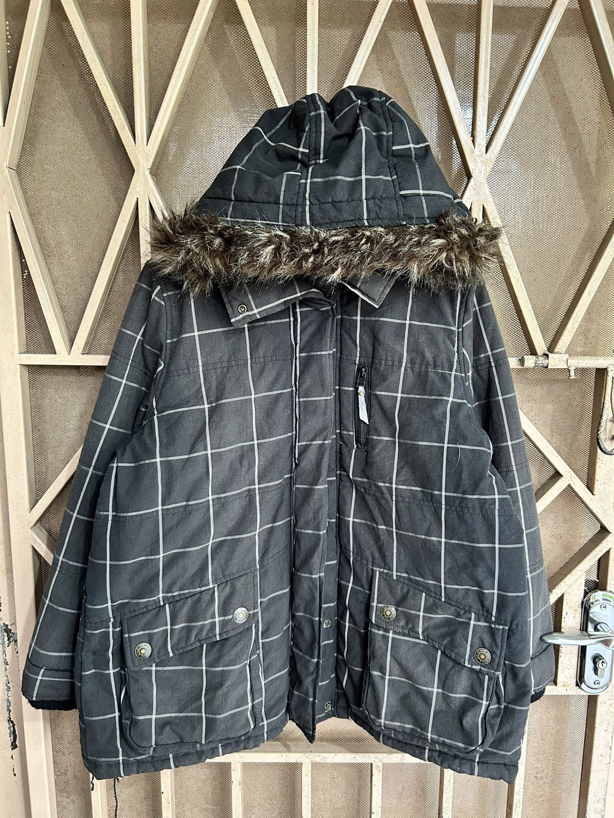 💸BINDINGOFFER💸Fur Hoodie Plaid lgb ifsixwasnine style