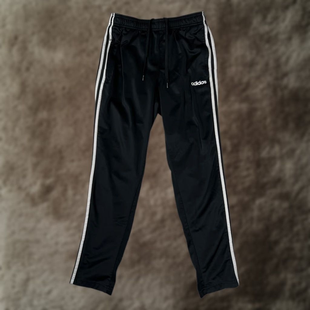 Adidas Adidas Track Pants Mens Large Black 3 Stripe Zip Pocket Joggers Athletic Running Size US 33 - 1 Thumbnail