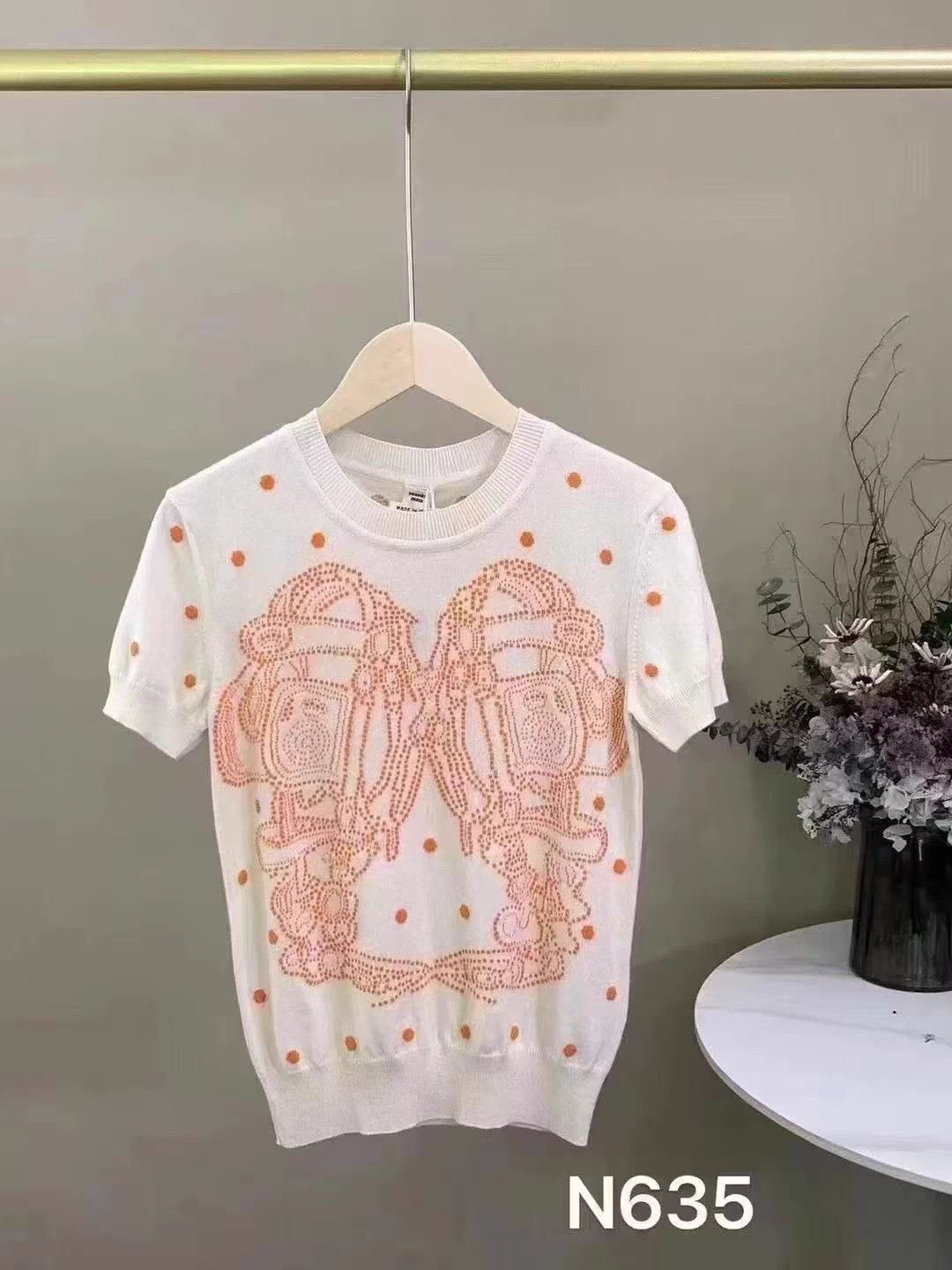 Hermes Hermes 23 cashmere cotton short sleeve knit top N635 Size XS / US 0-2 / IT 36-38 - 1 Thumbnail