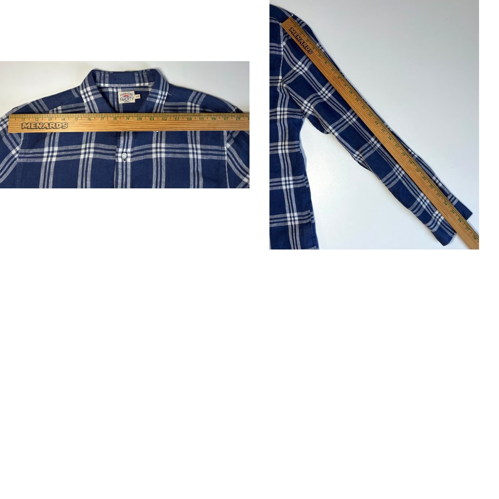 Faherty Faherty Men’s Button-Up Linen Shirt Plaid Blue M Adult Button-Up Long Sleeve Casual Regular Fit Shirts Mens Size US M / EU 48-50 / 2 - 9 Thumbnail