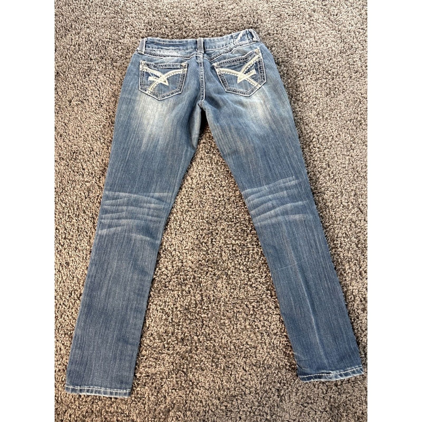 Vintage VINTAGE Amethyst Jeans Womens 28x27 Skinny Distressed Rhinestone Purple Low Rise Y2K Size 28" / US 6 / IT 42 - 7 Thumbnail