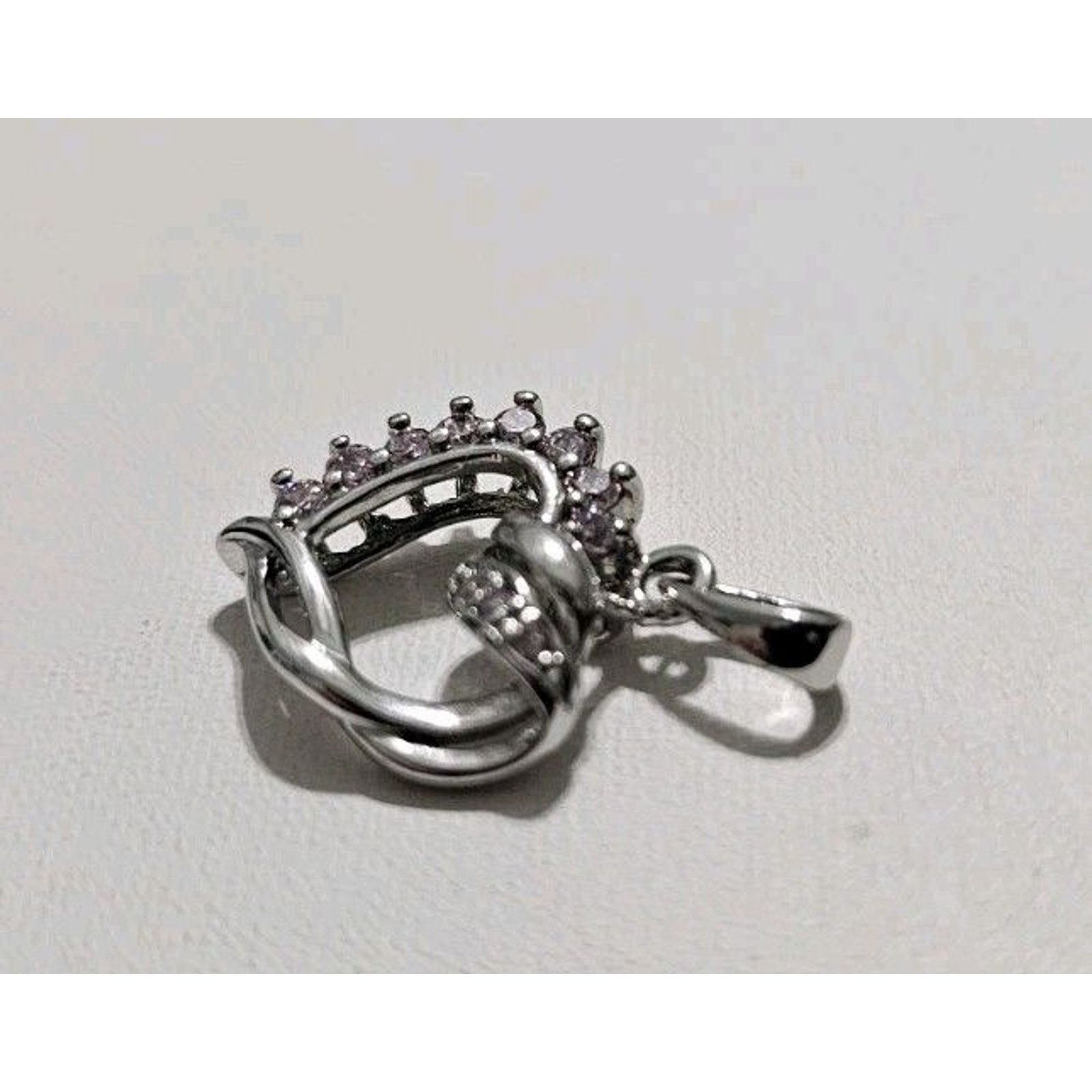 Other Sterling Silver 925 Pink Stone Heart Pendant Charm Size ONE SIZE - 4 Thumbnail