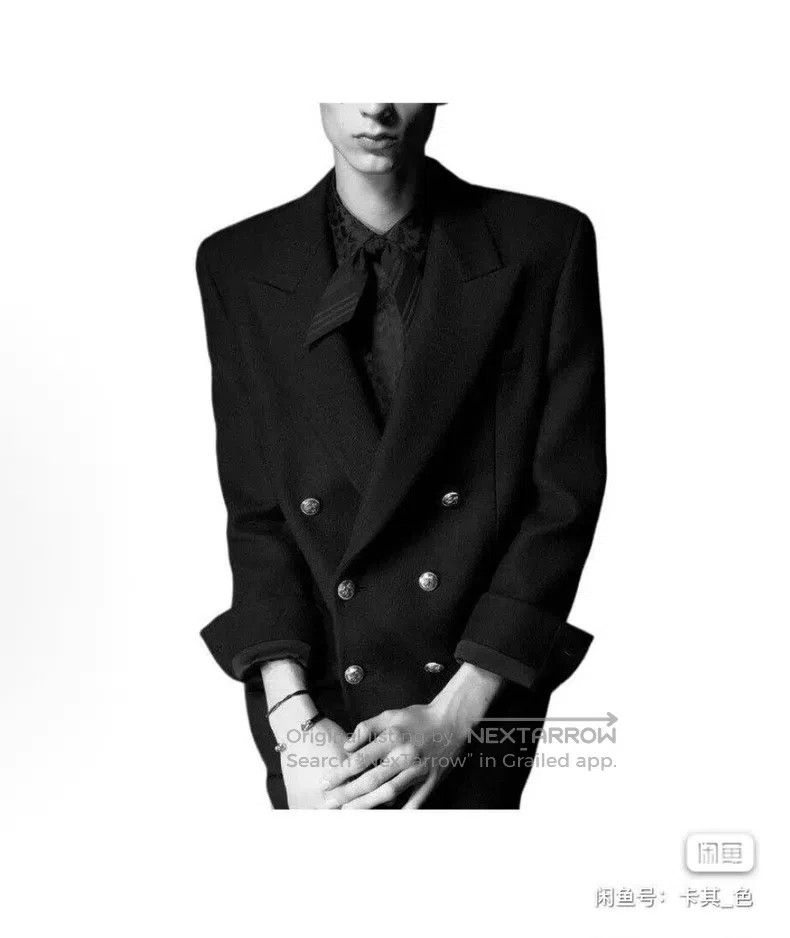 Saint Laurent Paris Saint Laurent Paris Black and Gold Cashmere Men's Overcoat Size US M / EU 48-50 / 2 - 4 Thumbnail