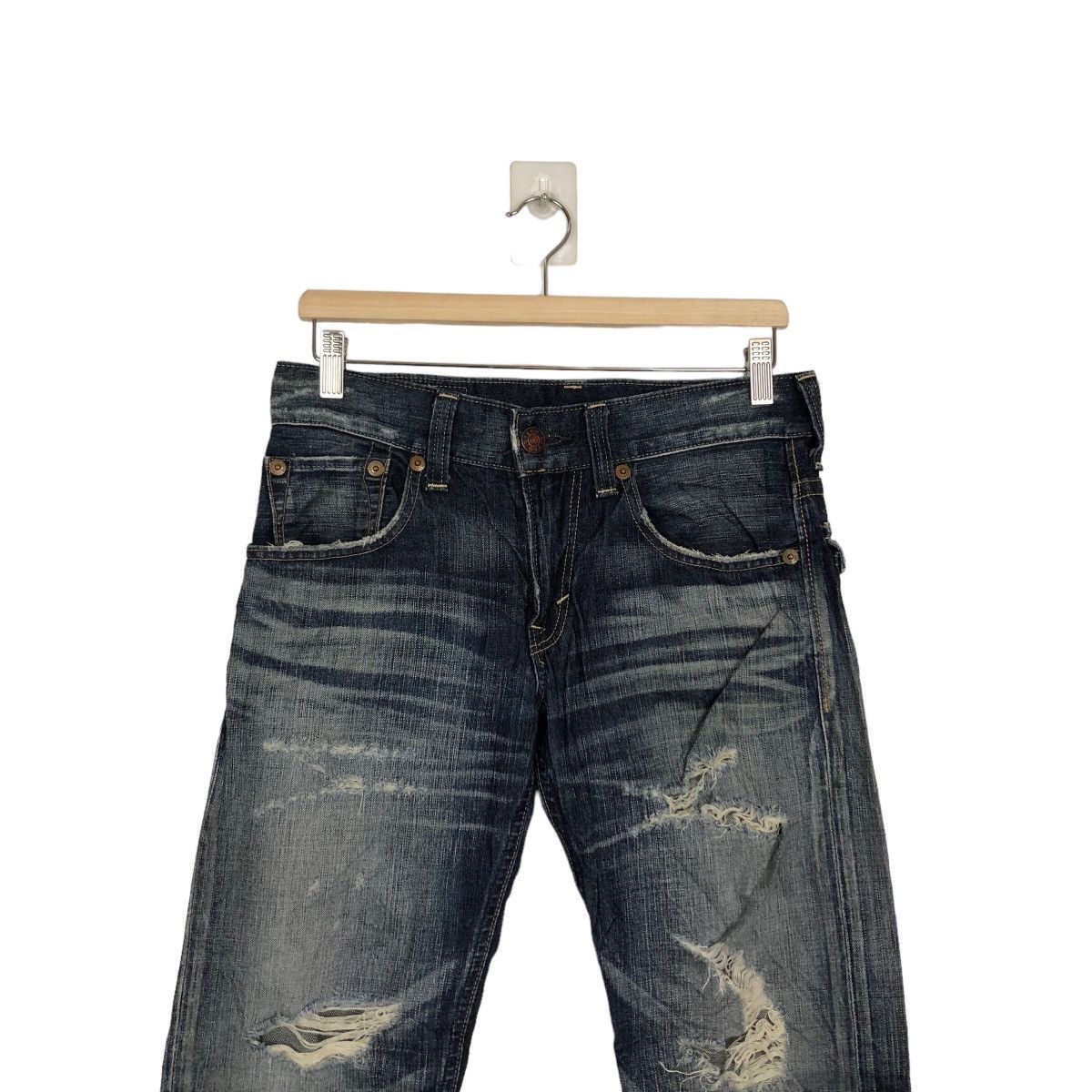 Edwin 🔥VINTAGE DISTRESSED DENIM JEANS EDWIN BLUE TRIP JAPAN Size US 30 / EU 46 - 2 Thumbnail