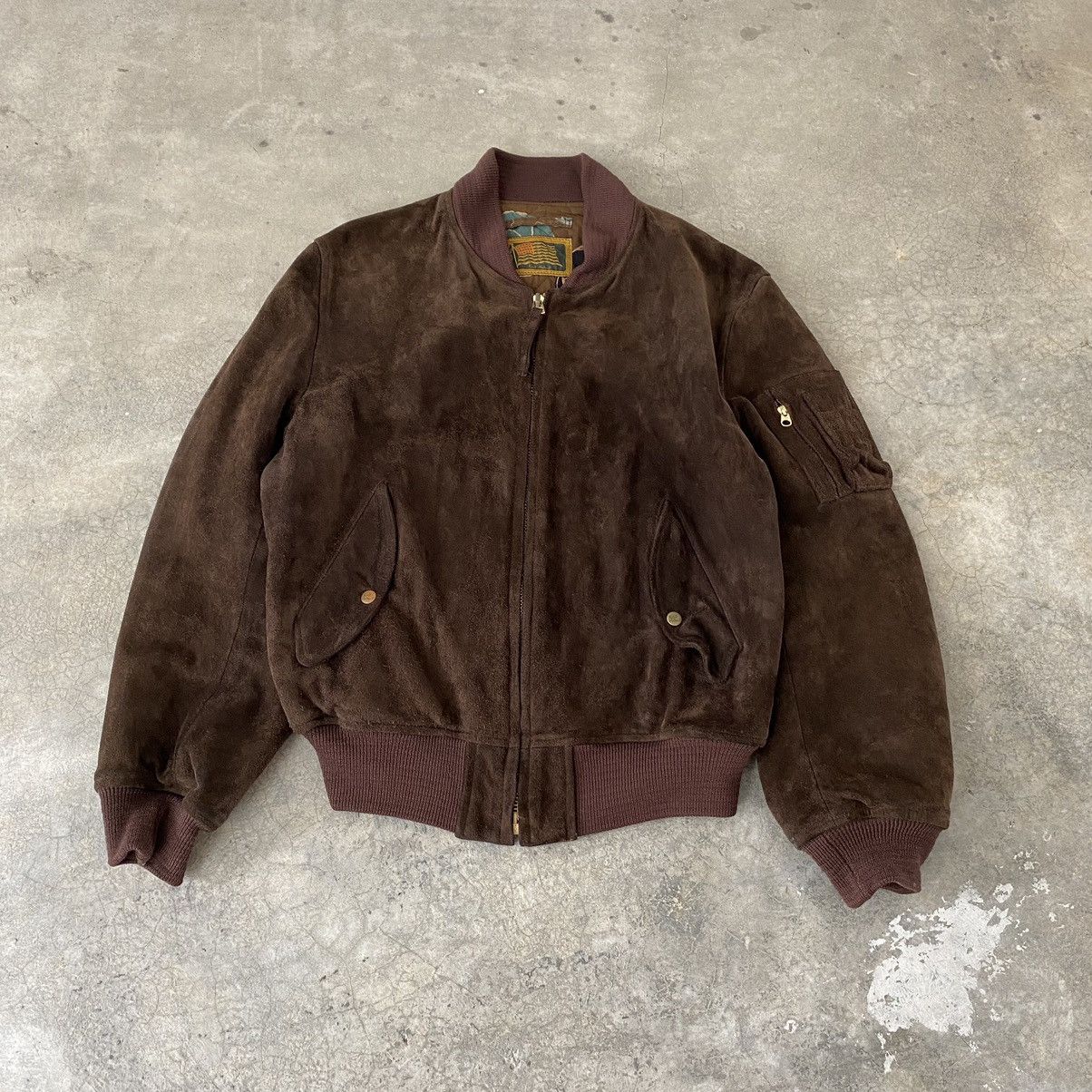 Karl Helmut × Vintage VTG Karl Helmut Cowhide Hand Painted Leather Bomber Jacket Size US M / EU 48-50 / 2 - 5 Thumbnail