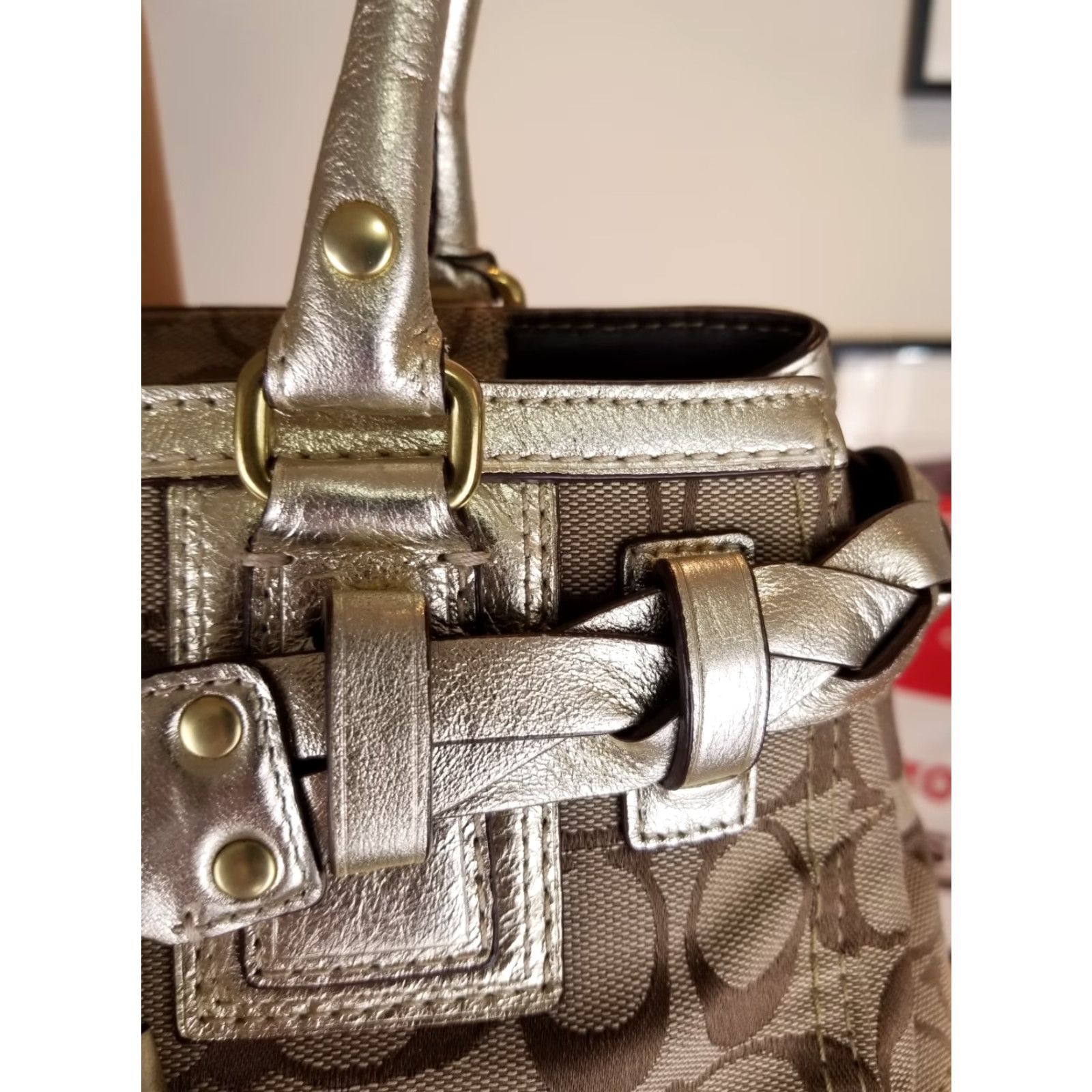Coach VINTAGE COACH CANVAS/LEATHER SHOULDER HAND BAG SZ 11'X8'X3' F13065 Size ONE SIZE - 5 Thumbnail