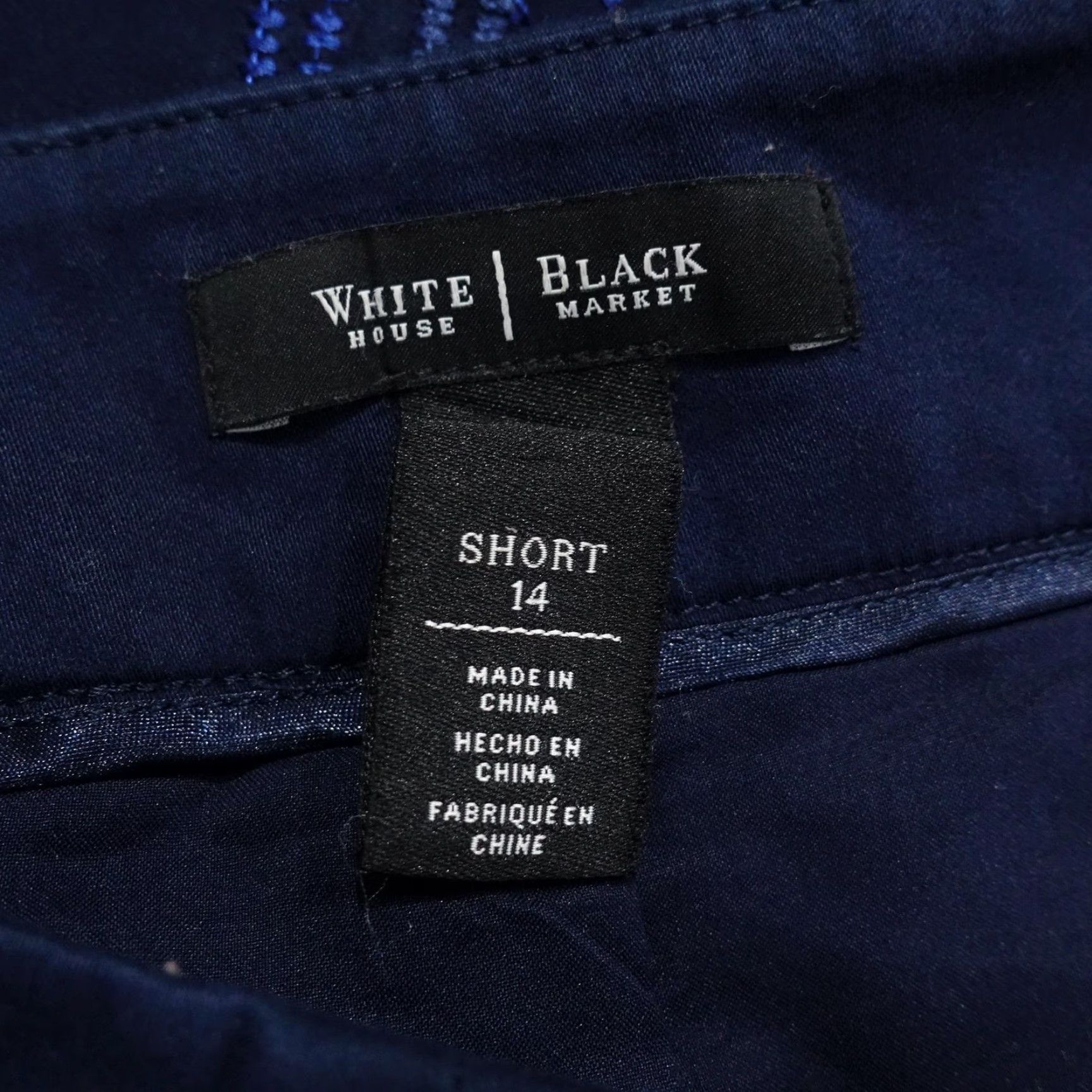 White House Black Market White House Black Market Shorts Womens 14 Blue Twill Embroidered Geometric Hot Pants Size 36" / US 14 / IT 50 - 5 Thumbnail