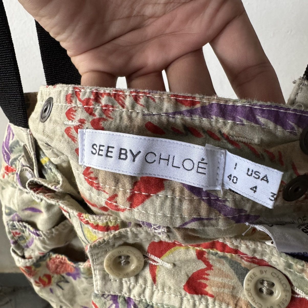 Other See by Chloé Floral Hawaii Pattern Shorts Suspenders Size 28" / US 6 / IT 42 - 12 Thumbnail